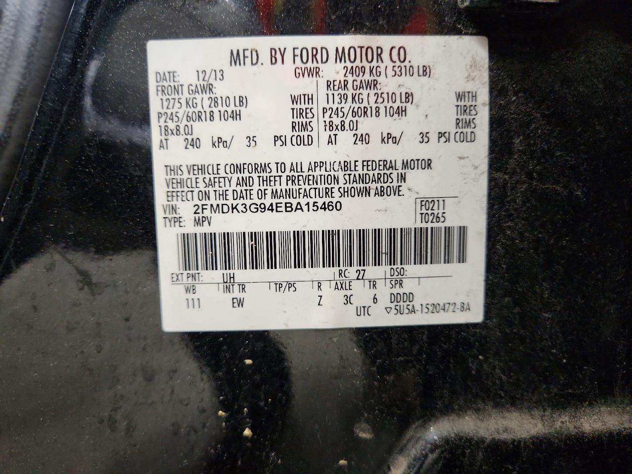 2014 Ford Edge Se Black vin: 2FMDK3G94EBA15460