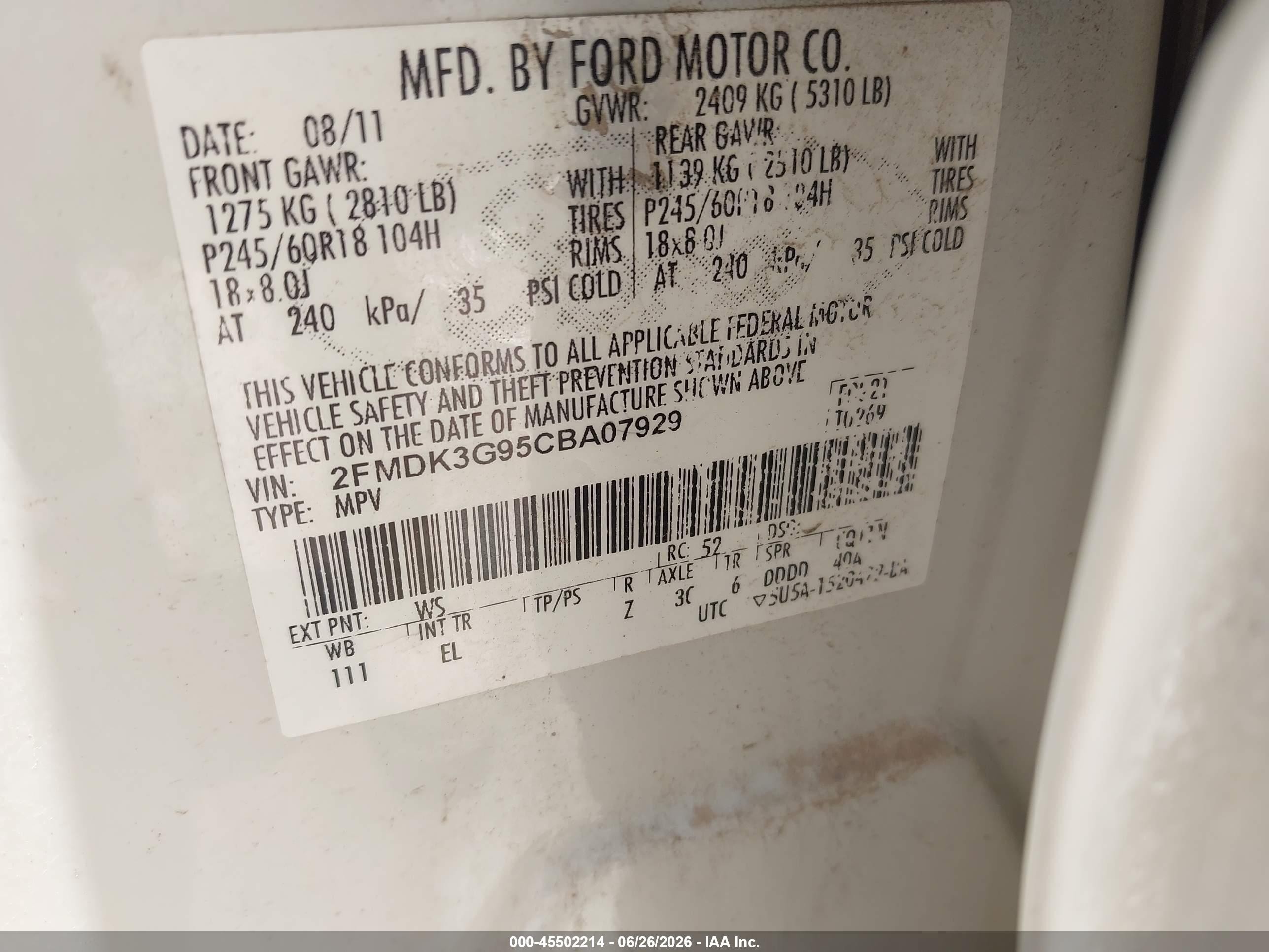 2012 Ford Edge Se White vin: 2FMDK3G95CBA07929