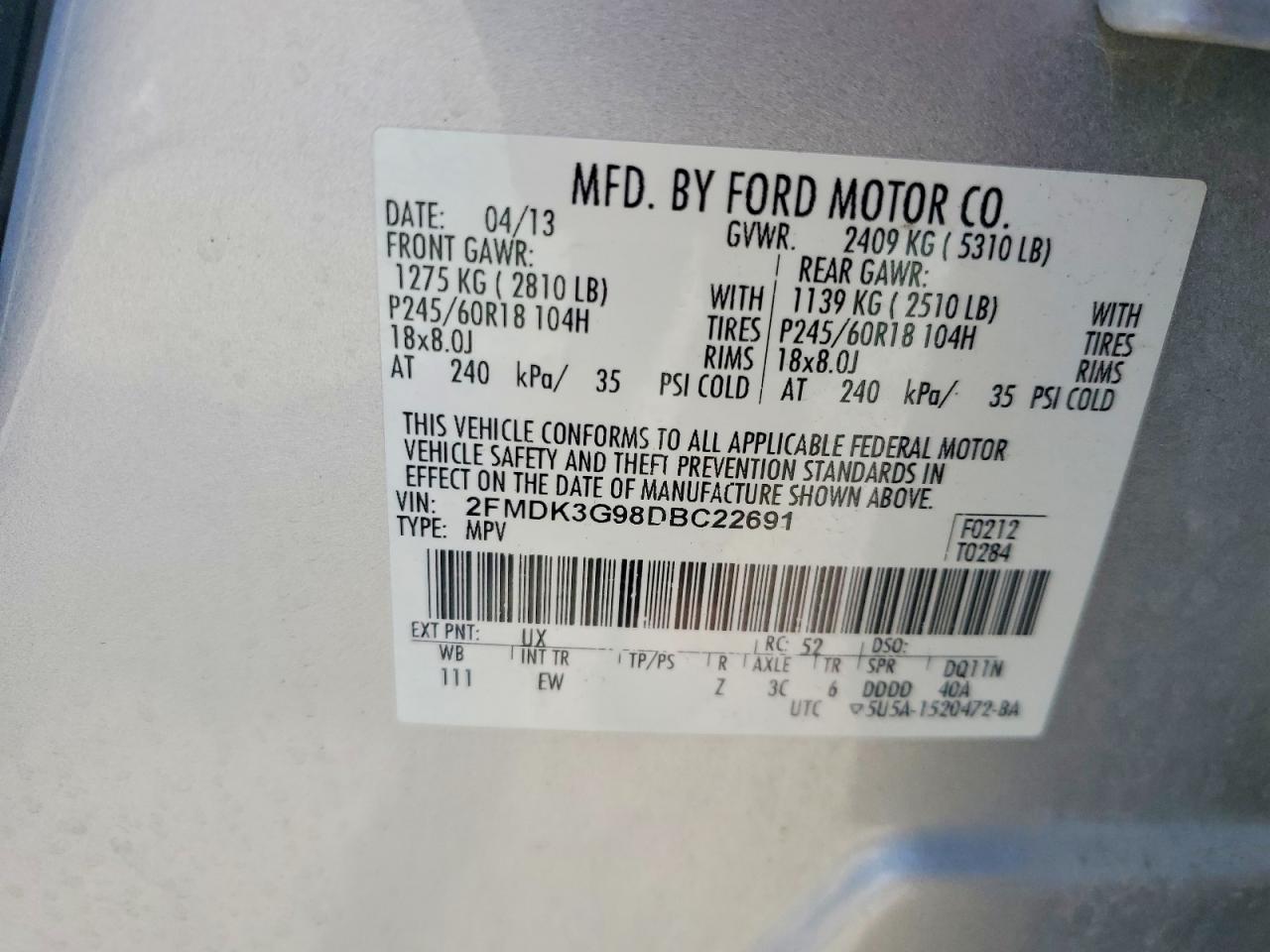 2013 Ford Edge Se Silver vin: 2FMDK3G98DBC22691