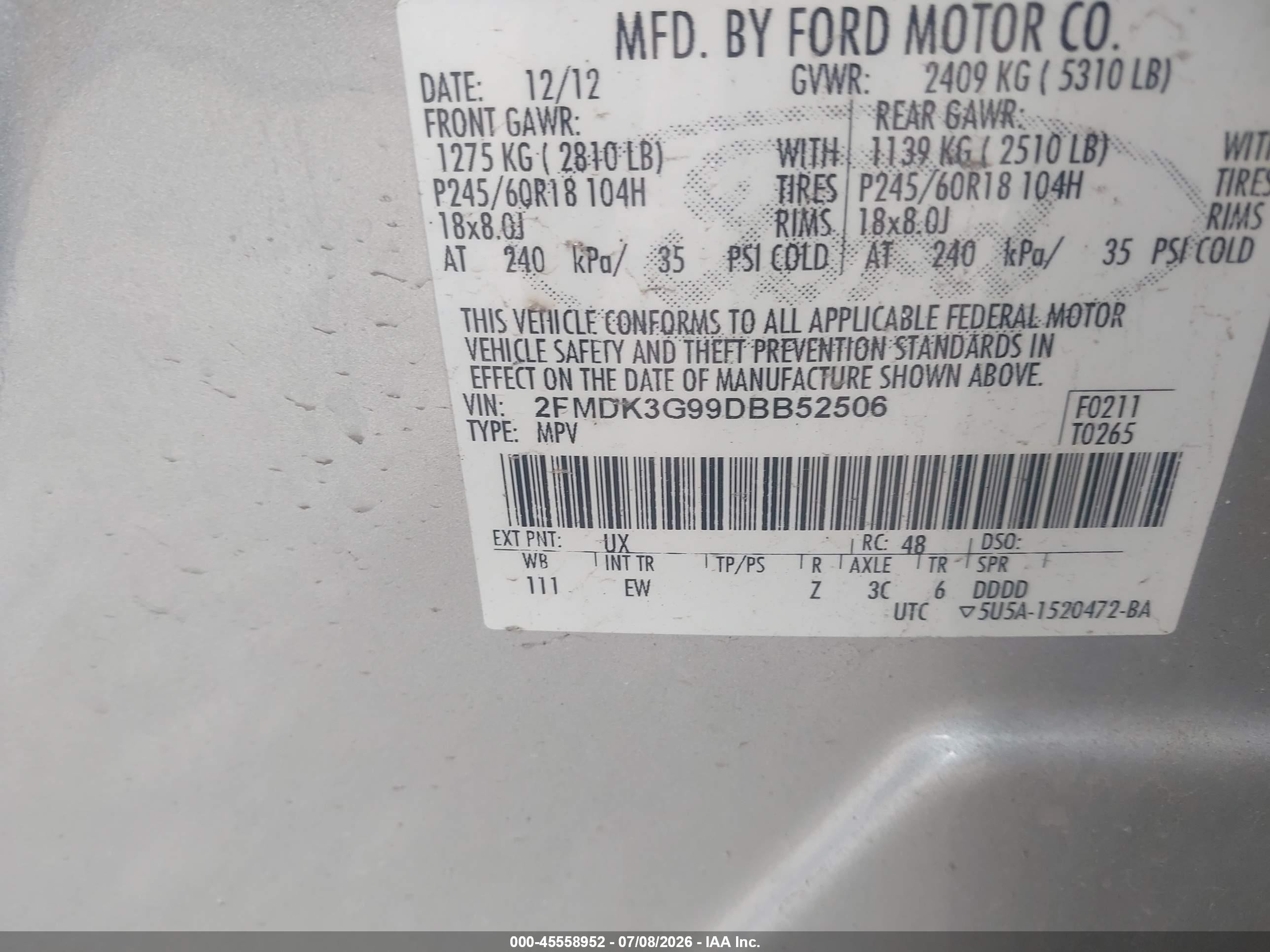 2013 Ford Edge Se Silver vin: 2FMDK3G99DBB52506