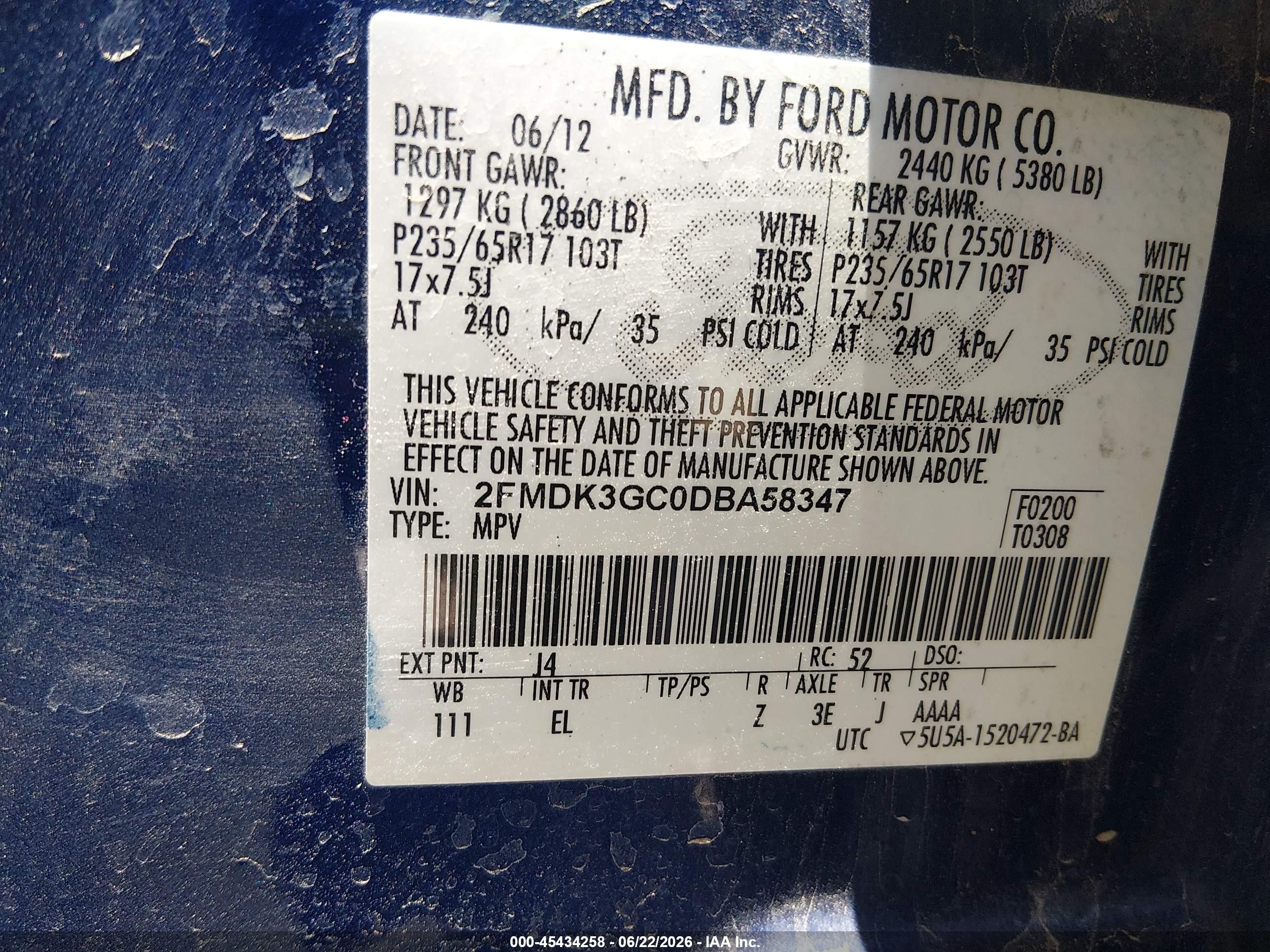 2013 Ford Edge Se Blue vin: 2FMDK3GC0DBA58347