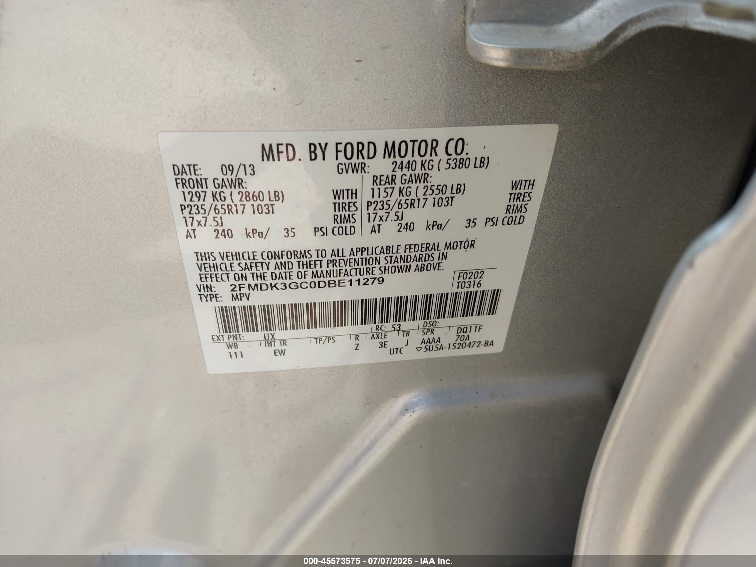 2013 Ford Edge Se Белый vin: 2FMDK3GC0DBE11279
