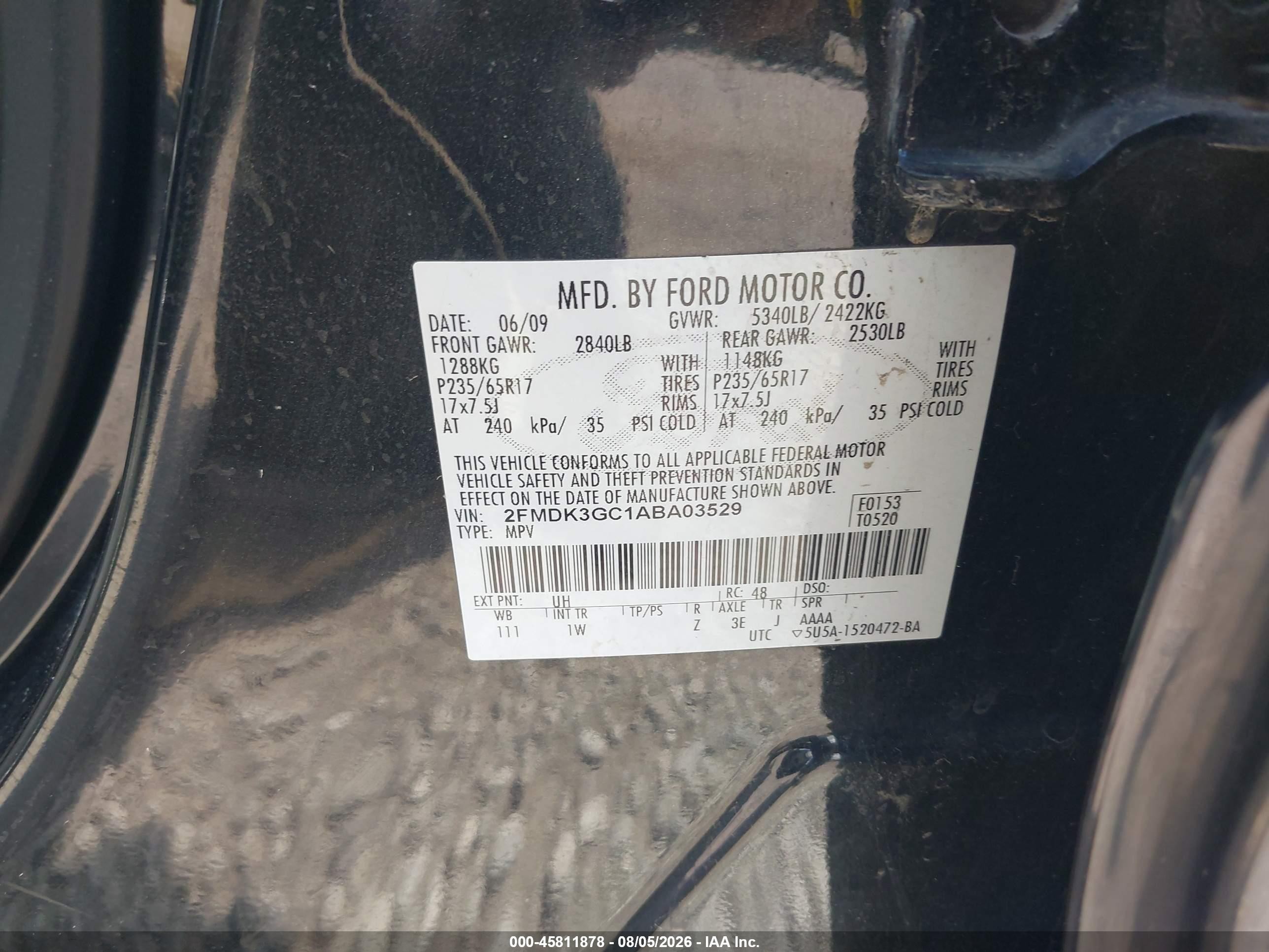 2010 Ford Edge Se Black vin: 2FMDK3GC1ABA03529
