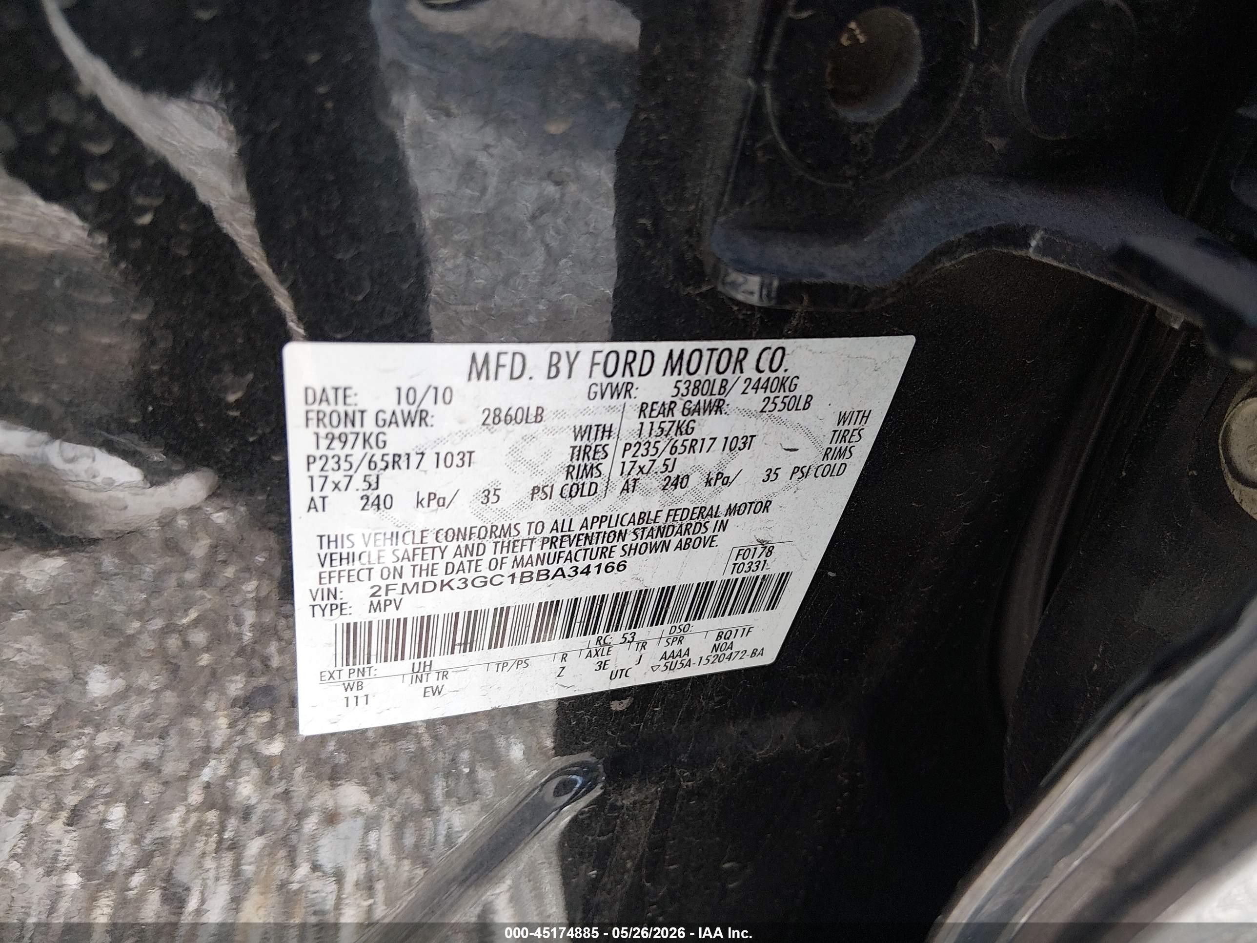 2011 Ford Edge Se Black vin: 2FMDK3GC1BBA34166