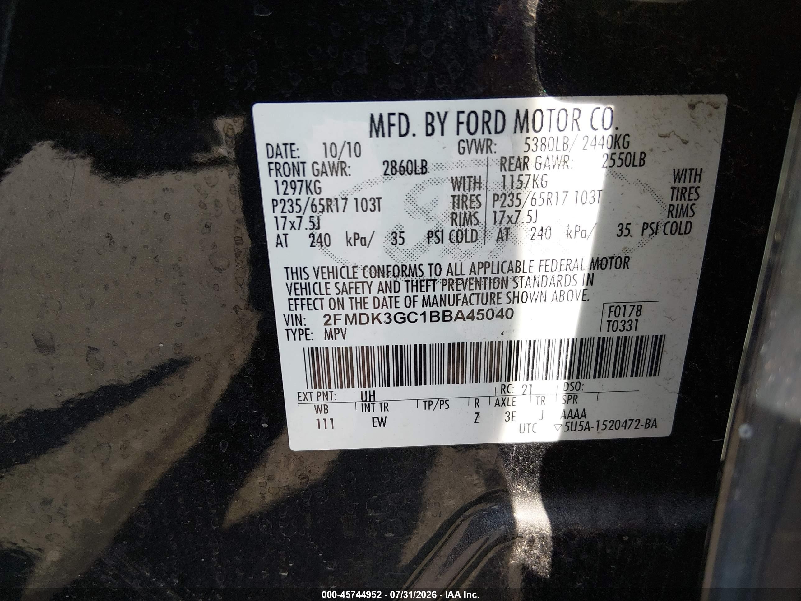 2011 Ford Edge Se Черный vin: 2FMDK3GC1BBA45040