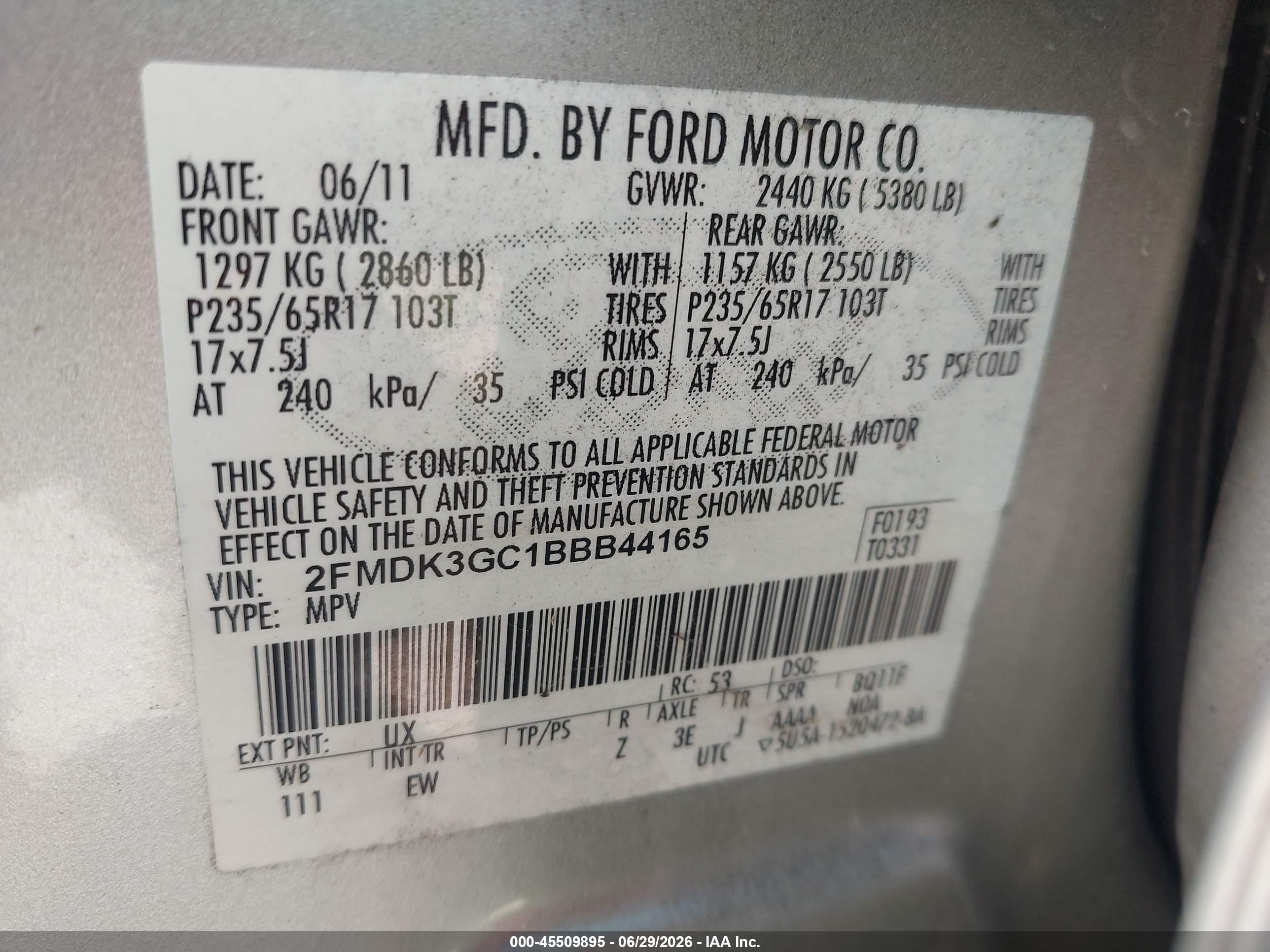 2011 Ford Edge Se Silver vin: 2FMDK3GC1BBB44165