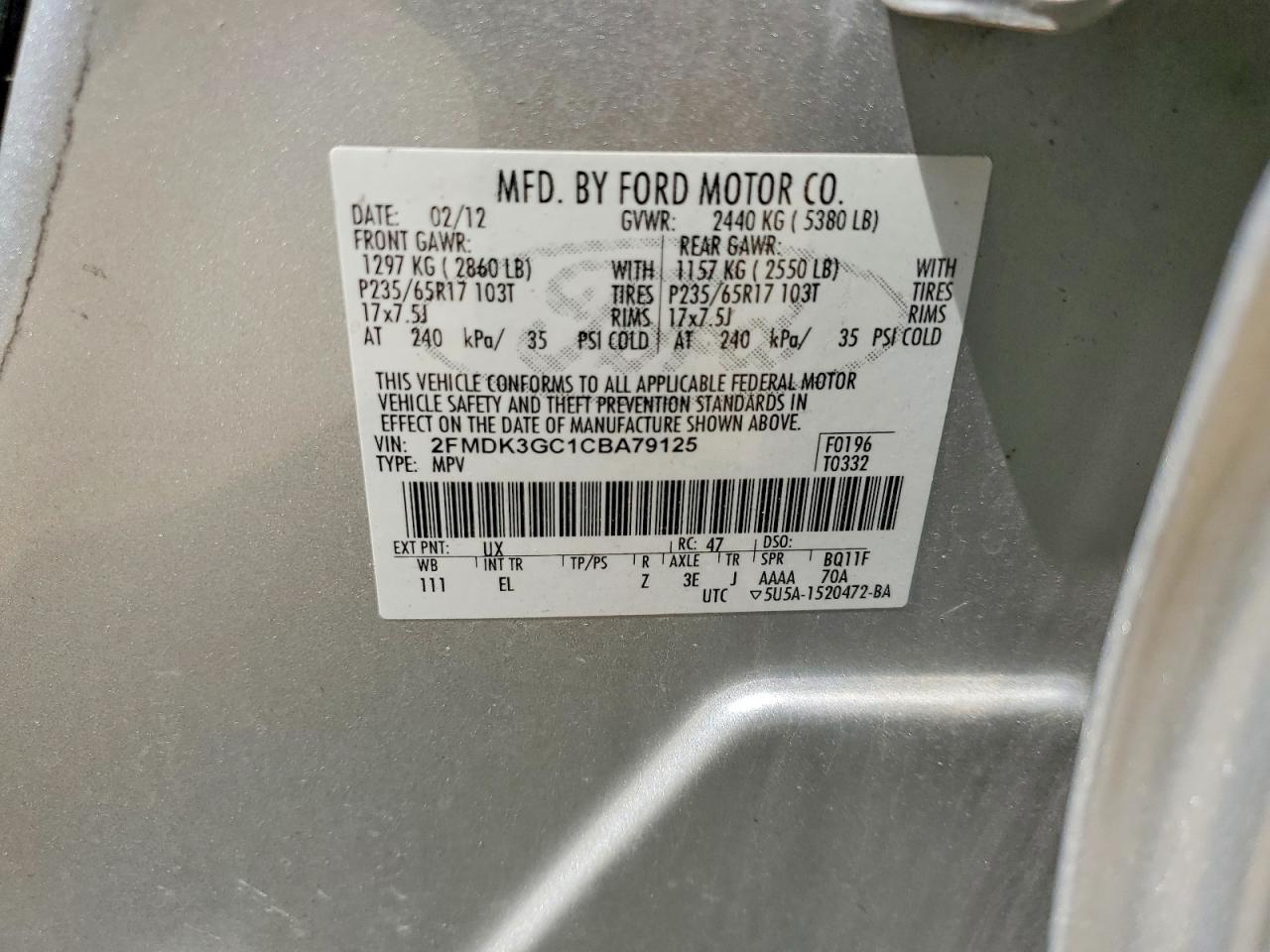 2012 Ford Edge Se Silver vin: 2FMDK3GC1CBA79125