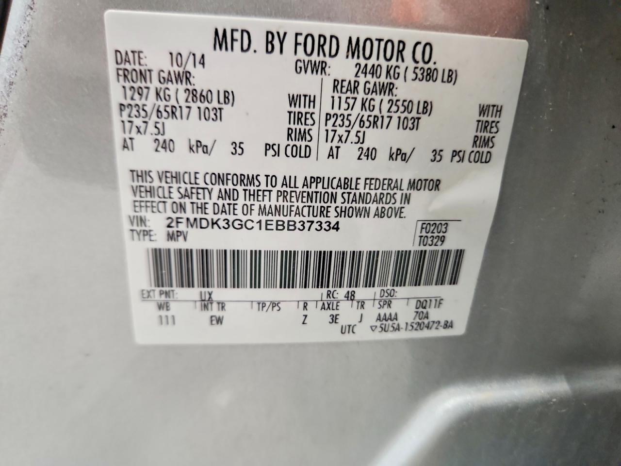 2014 Ford Edge Se Silver vin: 2FMDK3GC1EBB37334