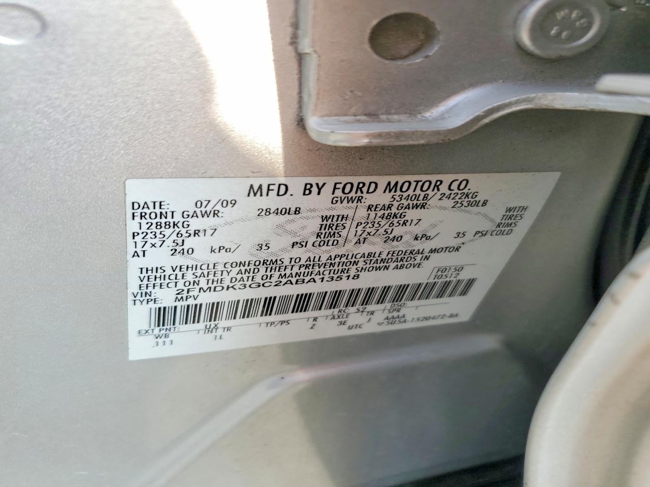 2010 Ford Edge Se Silver vin: 2FMDK3GC2ABA13518