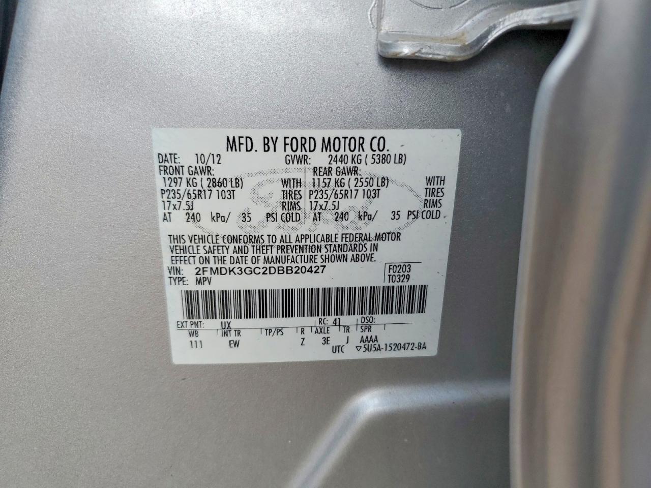 2013 Ford Edge Se Silver vin: 2FMDK3GC2DBB20427