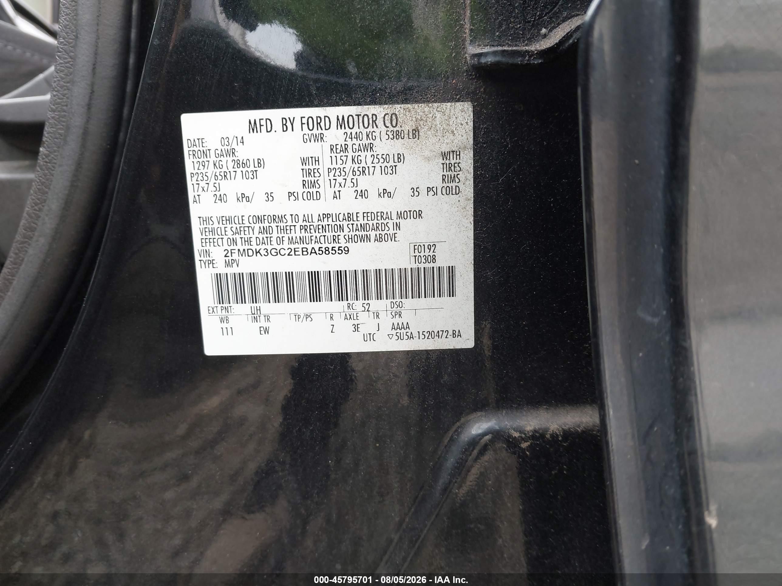 2014 Ford Edge Se Black vin: 2FMDK3GC2EBA58559
