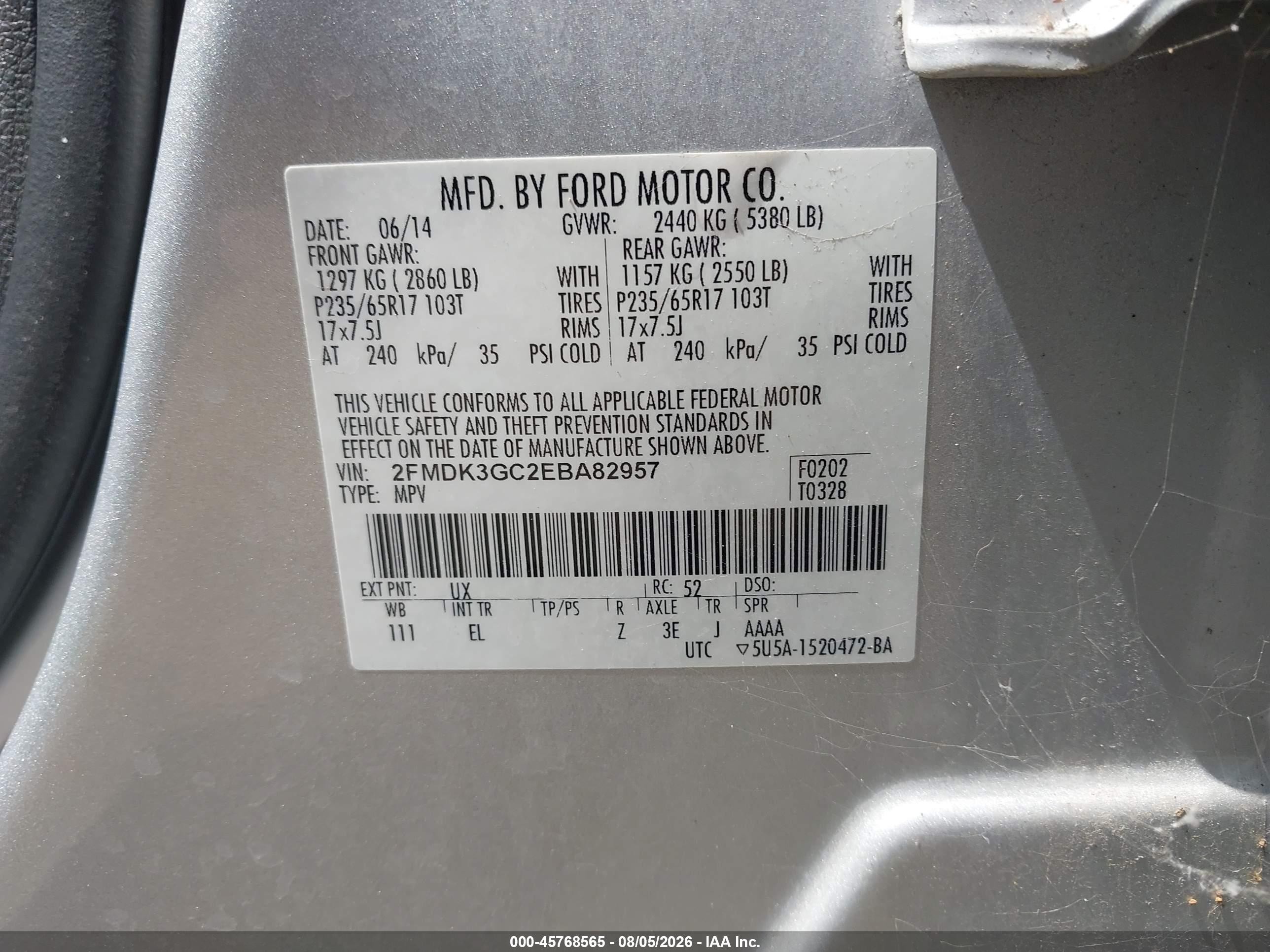 2014 Ford Edge Se Silver vin: 2FMDK3GC2EBA82957