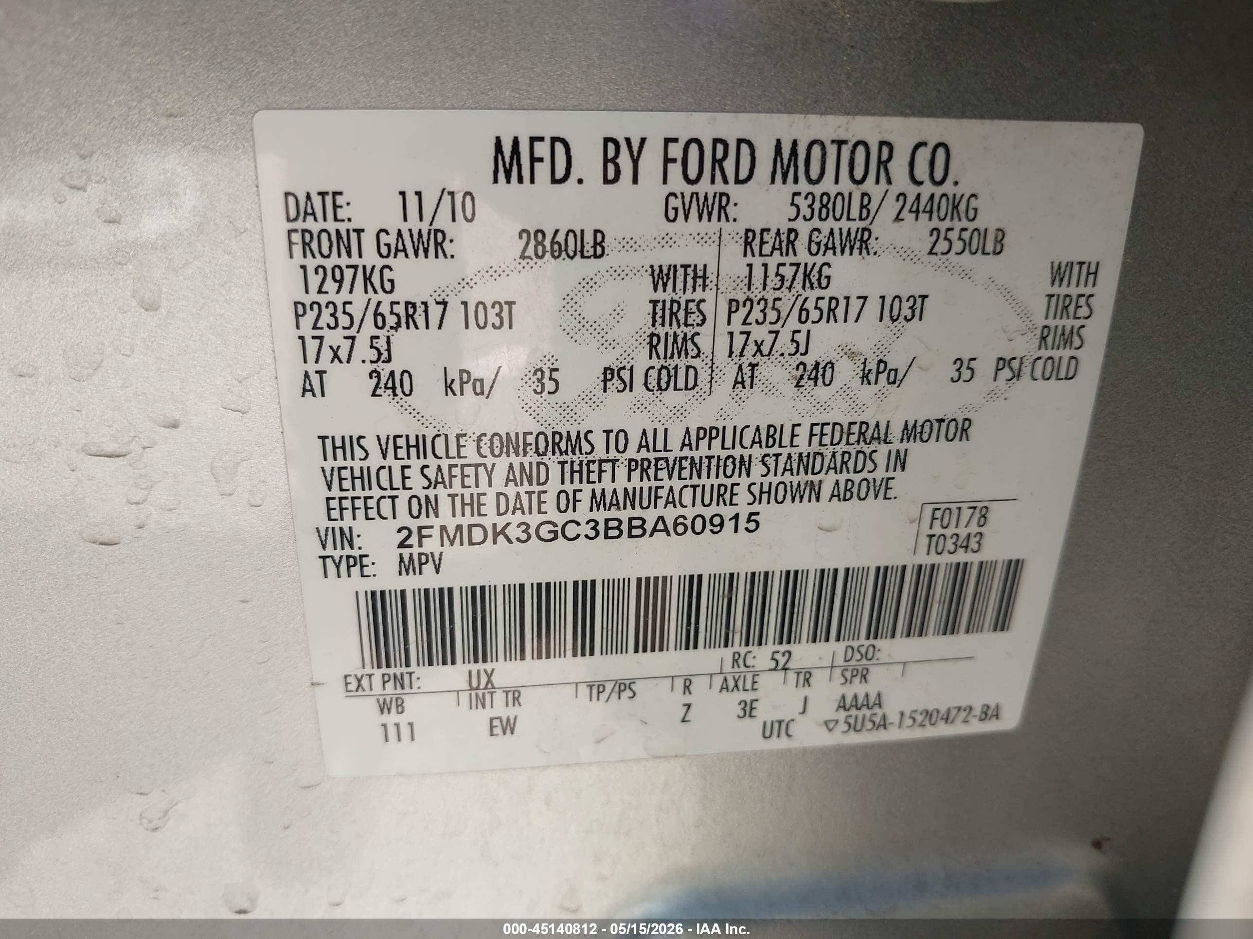2011 Ford Edge Se Серебряный vin: 2FMDK3GC3BBA60915