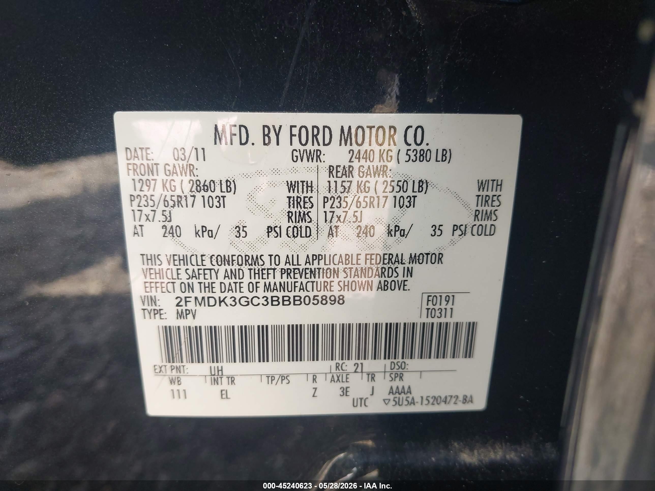 2011 Ford Edge Se Black vin: 2FMDK3GC3BBB05898