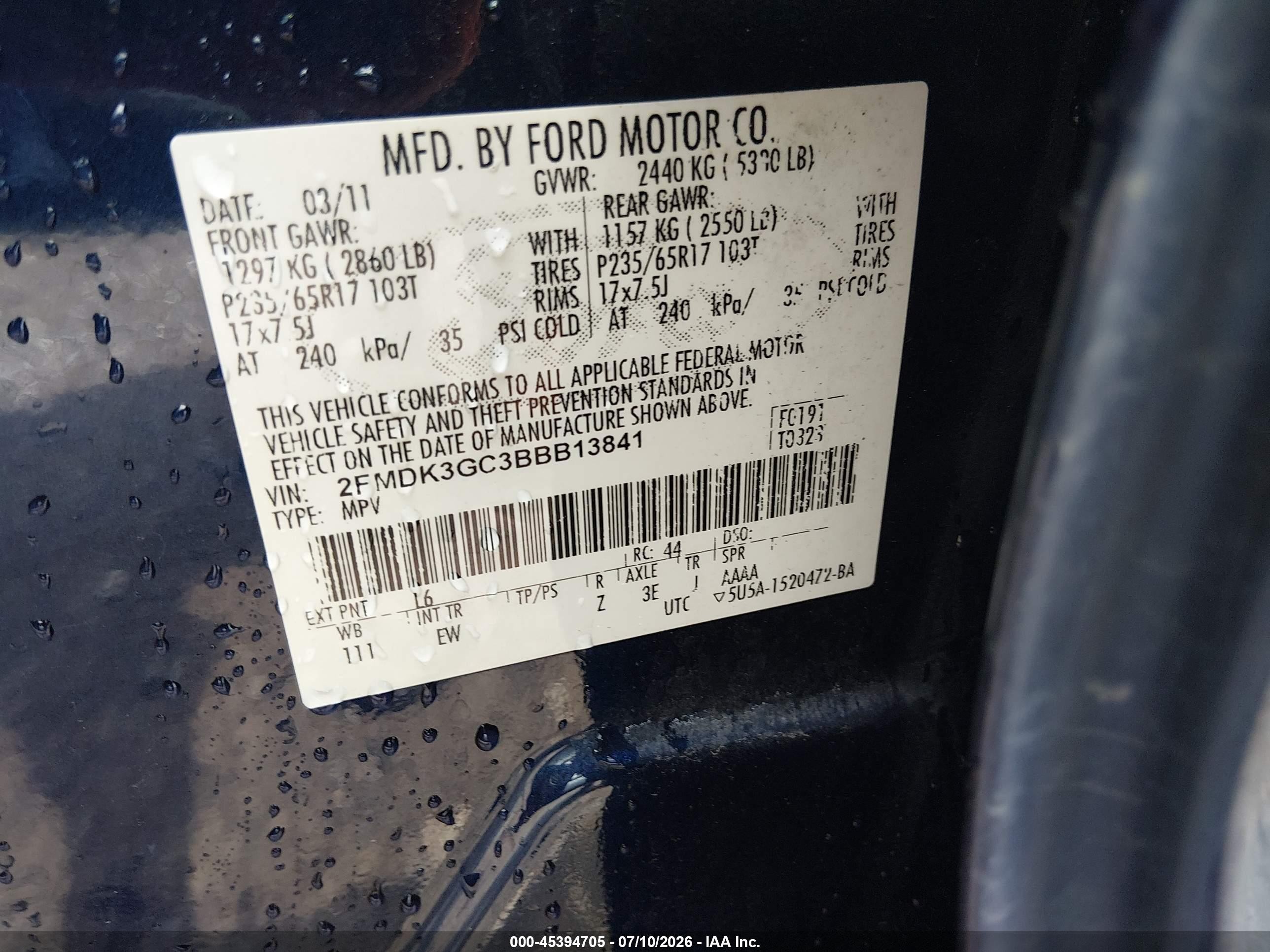 2011 Ford Edge Se Blue vin: 2FMDK3GC3BBB13841
