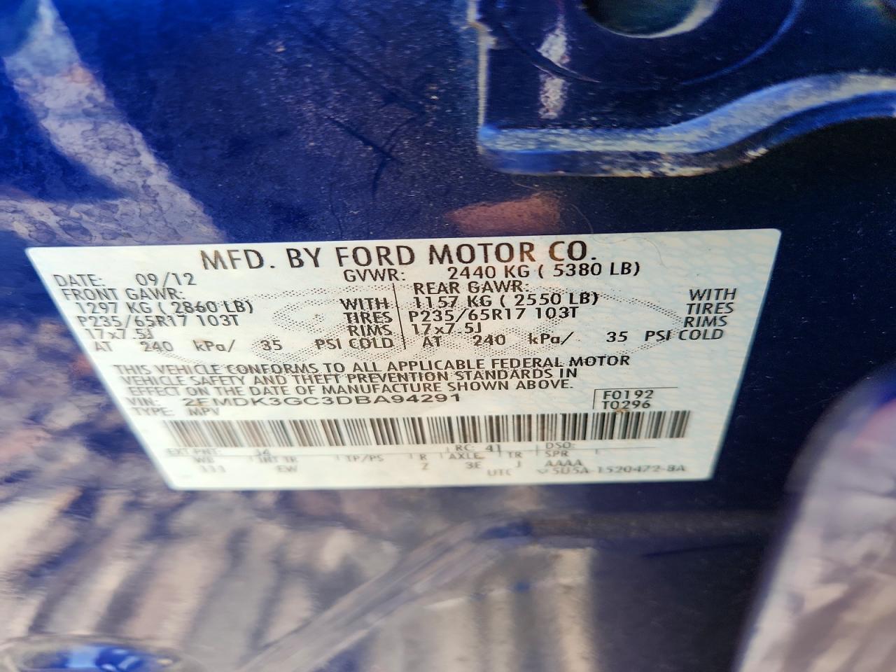 2013 Ford Edge Se Blue vin: 2FMDK3GC3DBA94291