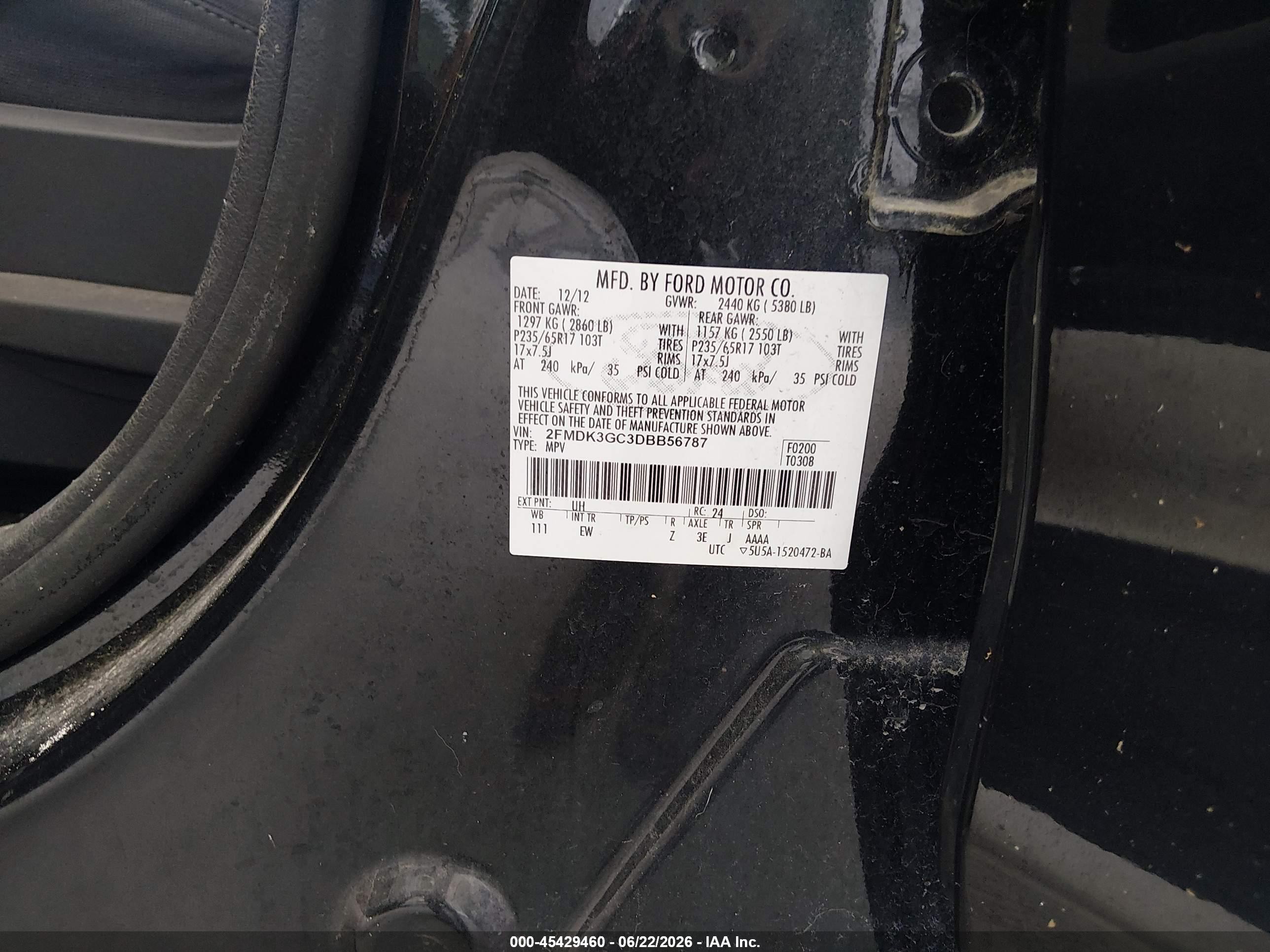 2013 Ford Edge Se Black vin: 2FMDK3GC3DBB56787