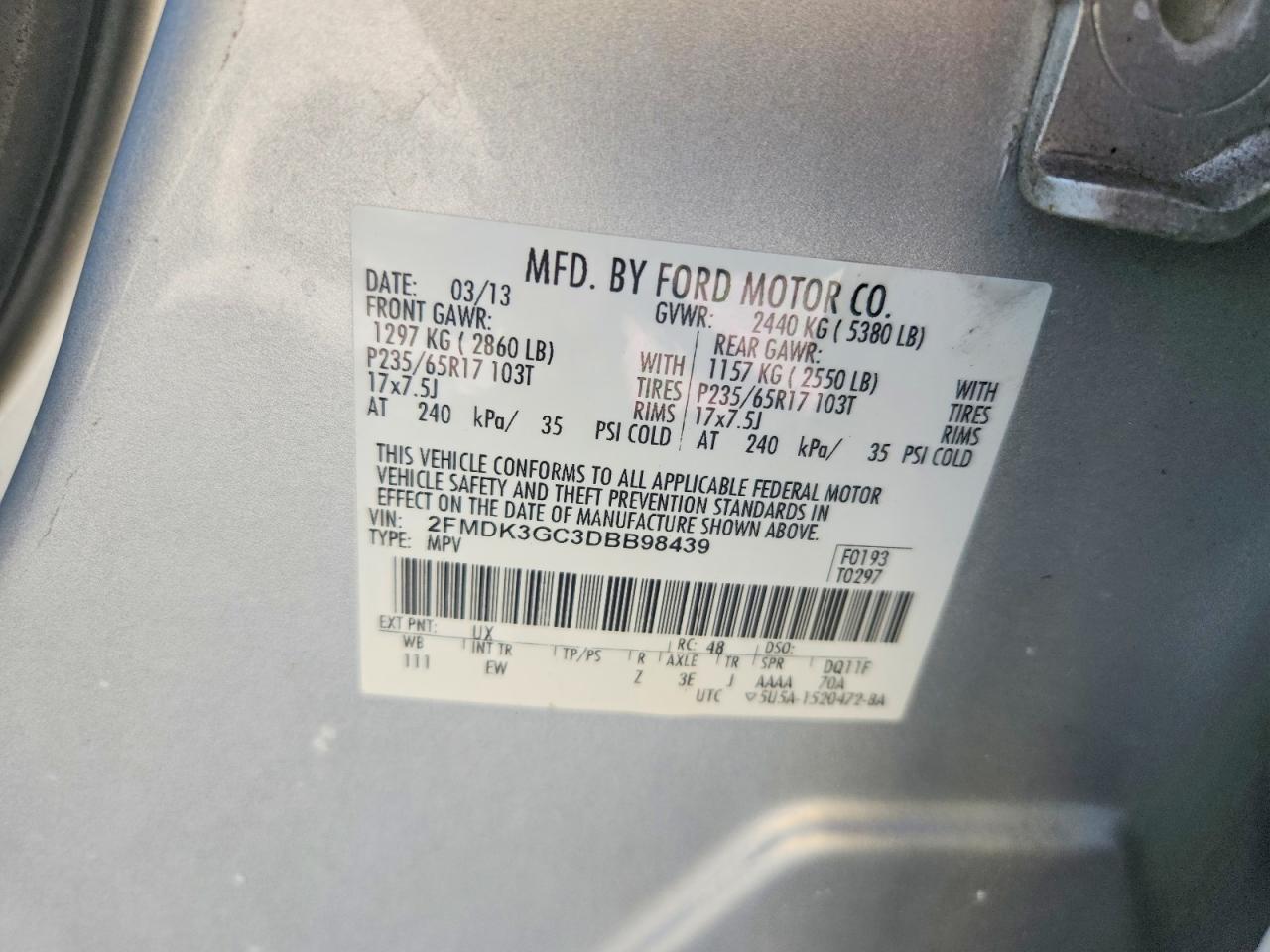 2013 Ford Edge Se Silver vin: 2FMDK3GC3DBB98439