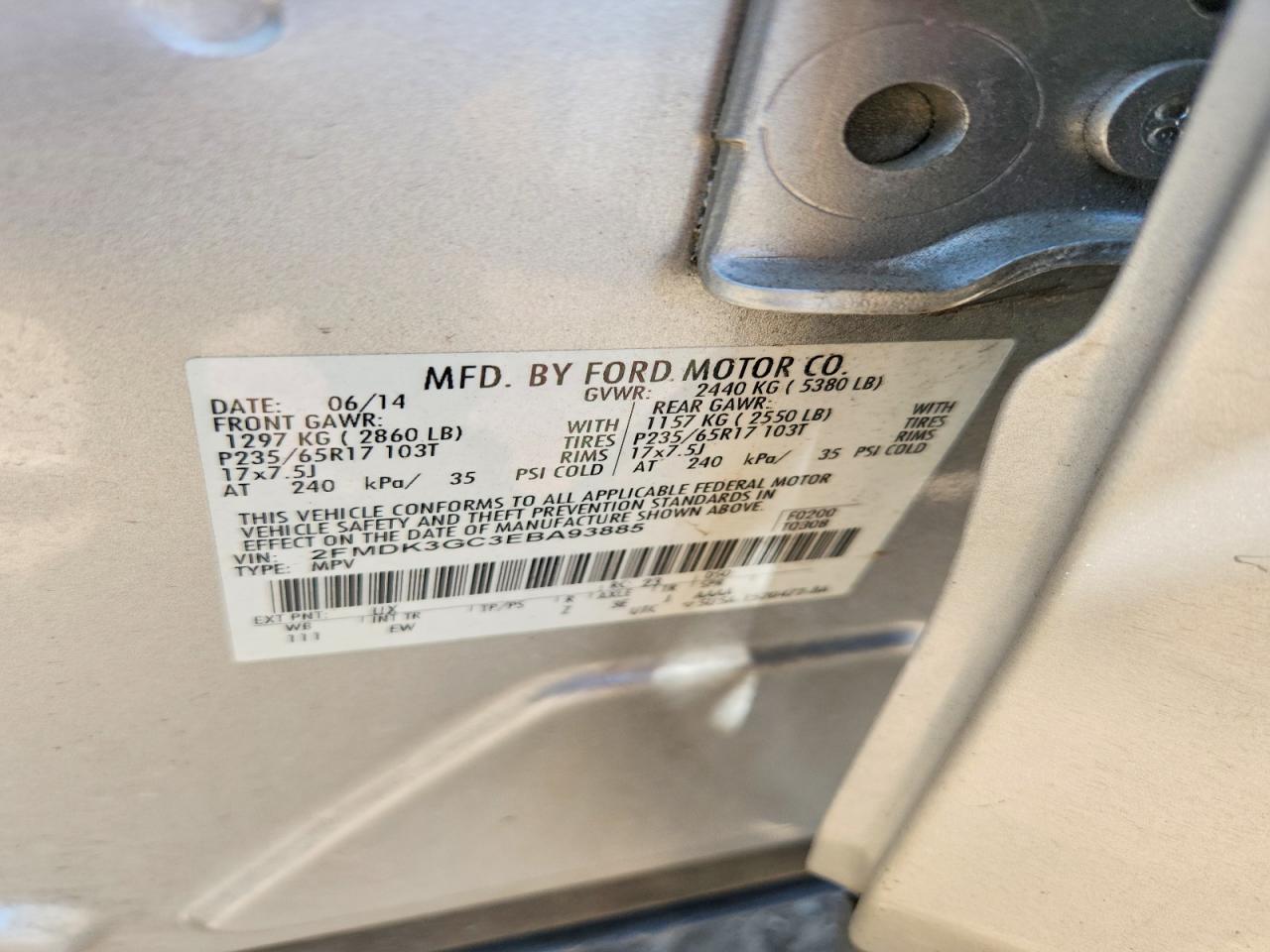 2014 Ford Edge Se Silver vin: 2FMDK3GC3EBA93885