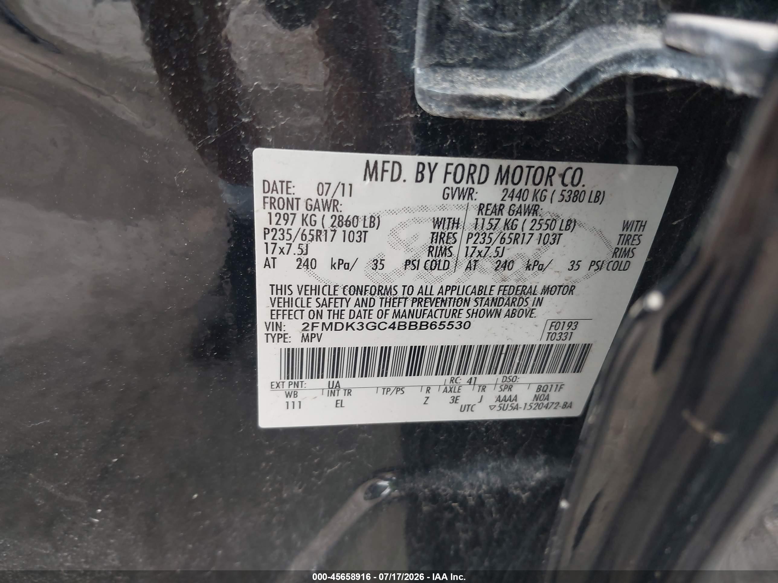 2011 Ford Edge Se Черный vin: 2FMDK3GC4BBB65530