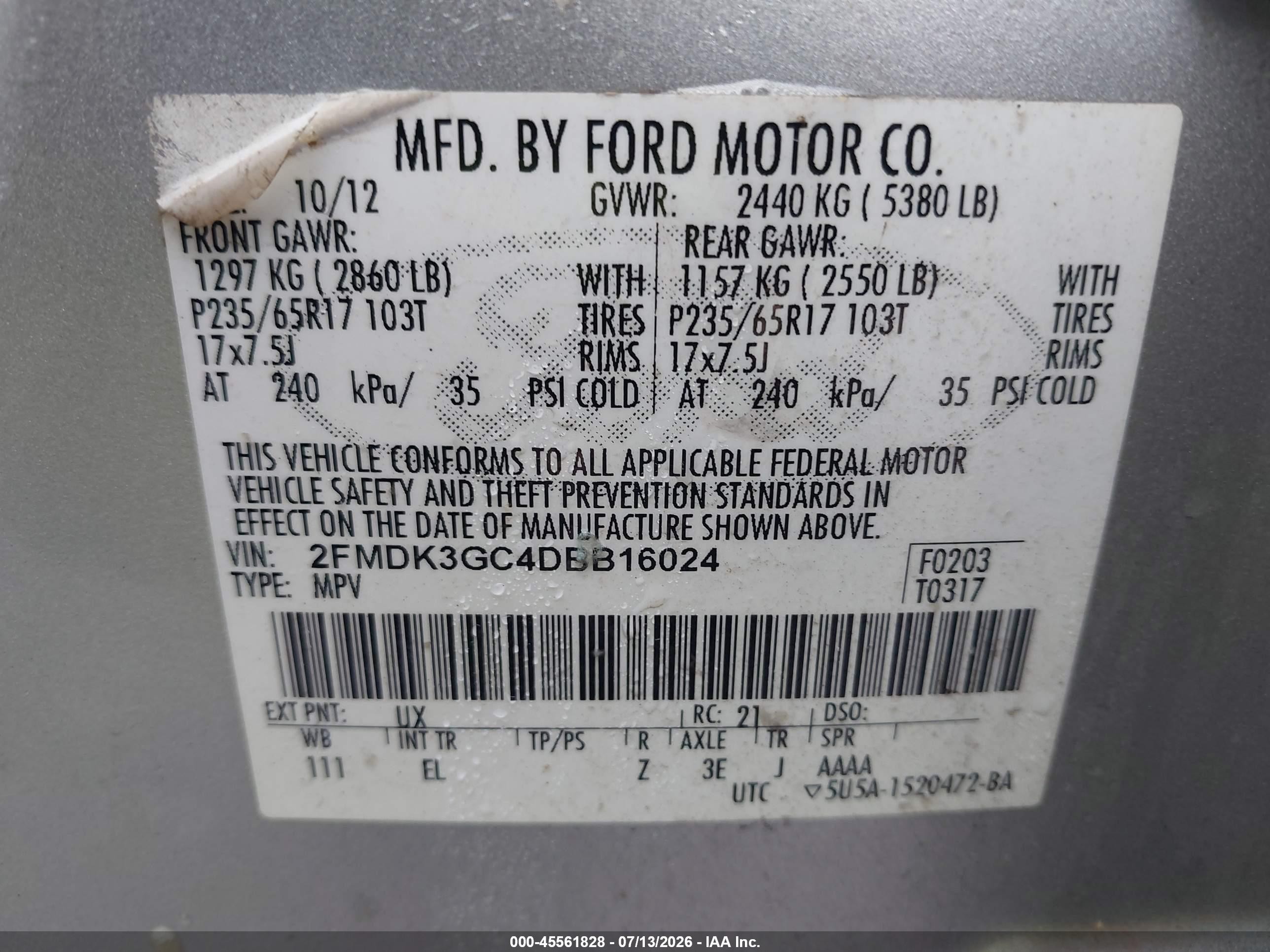 2013 Ford Edge Se Gray vin: 2FMDK3GC4DBB16024