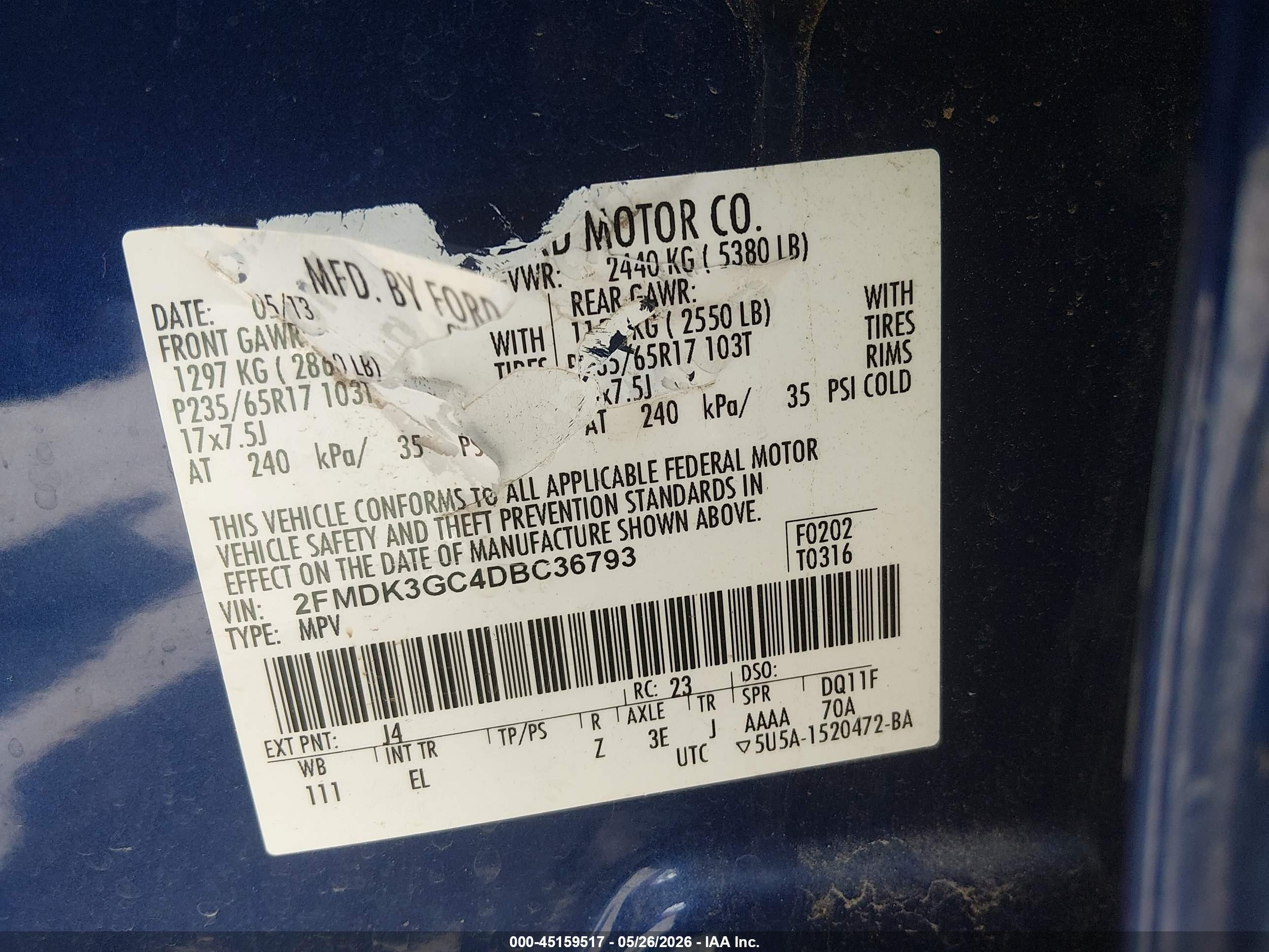 2013 Ford Edge Se Blue vin: 2FMDK3GC4DBC36793
