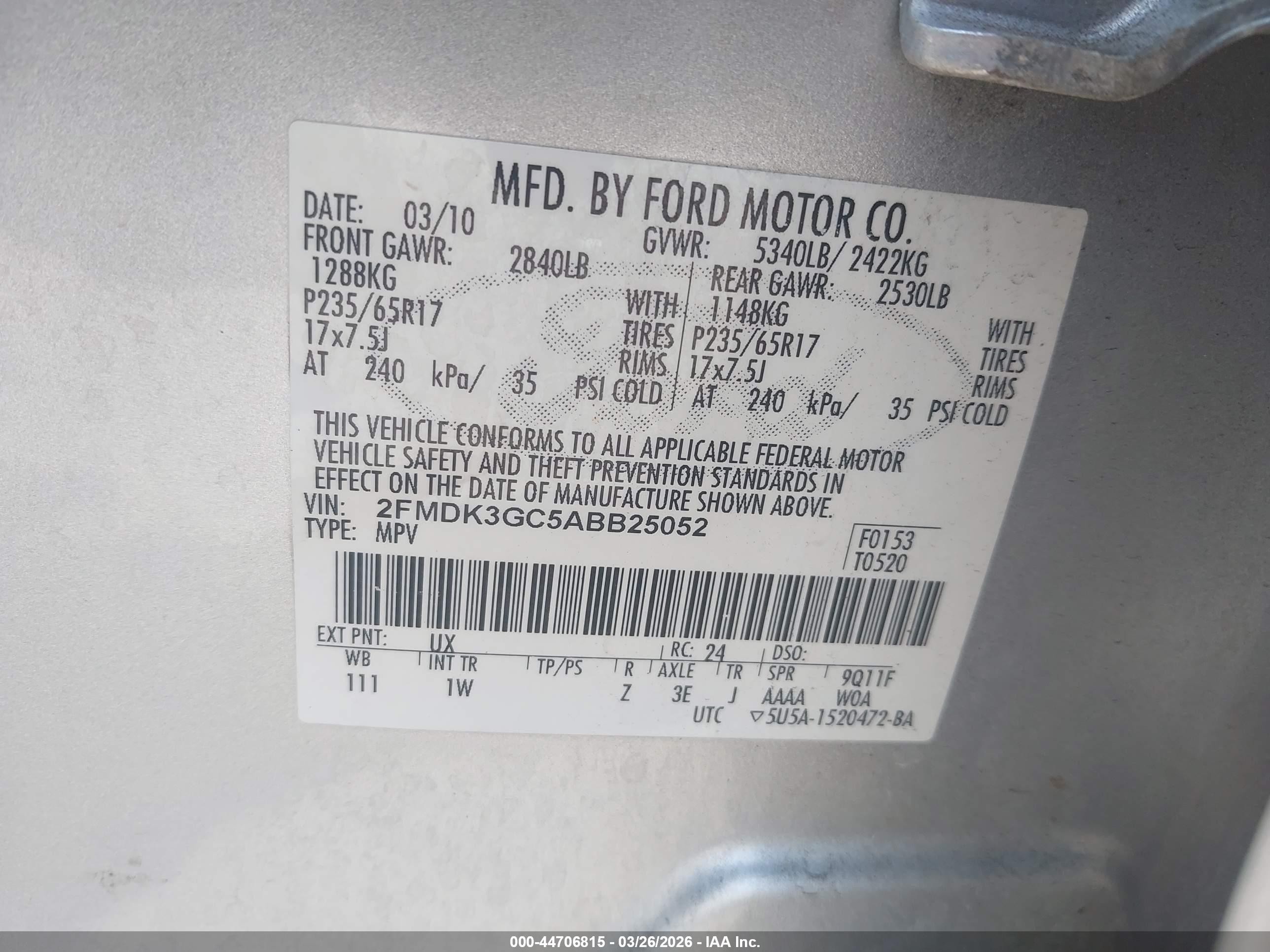 2010 Ford Edge Se Silver vin: 2FMDK3GC5ABB25052