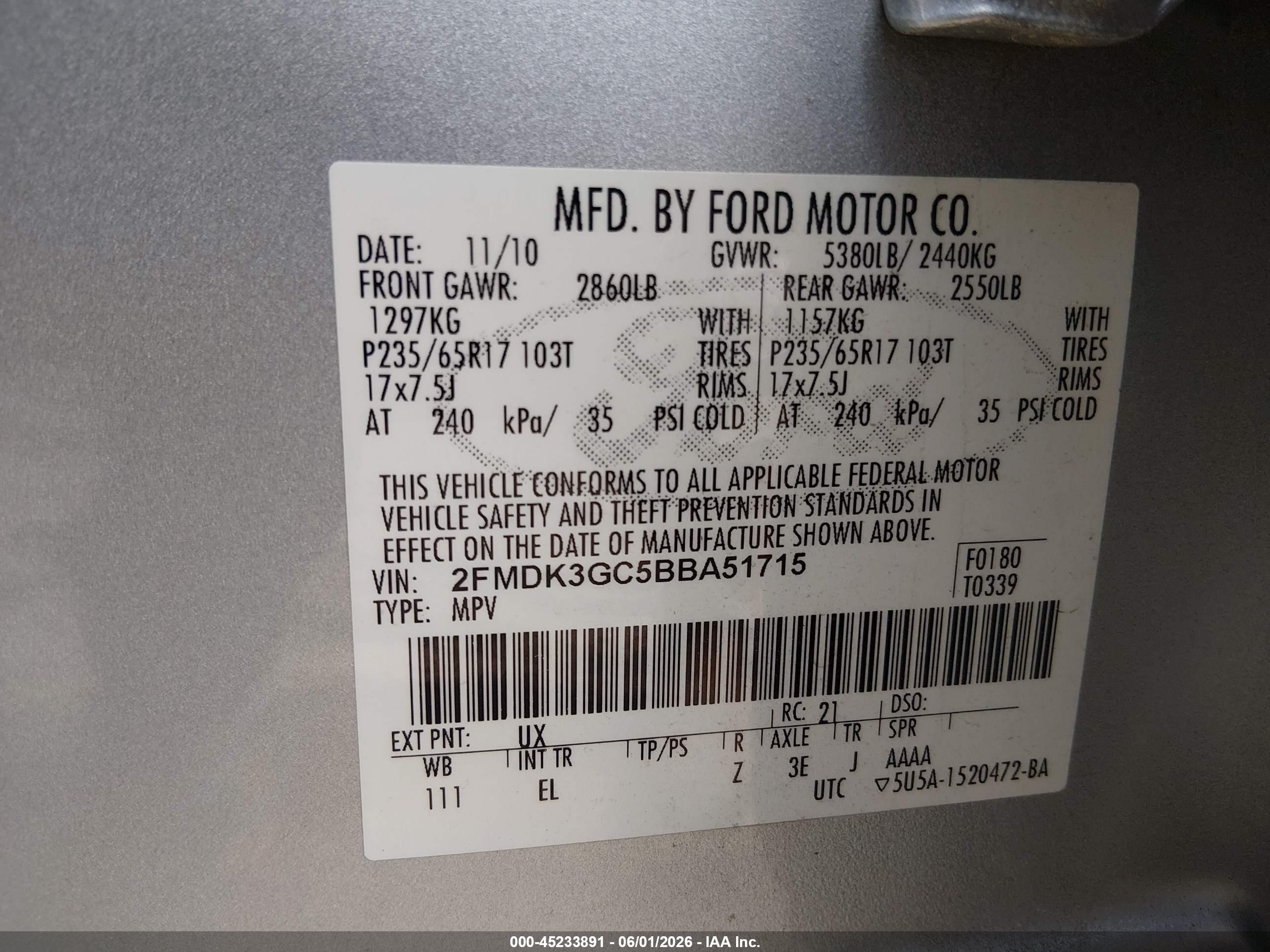 2011 Ford Edge Se Silver vin: 2FMDK3GC5BBA51715