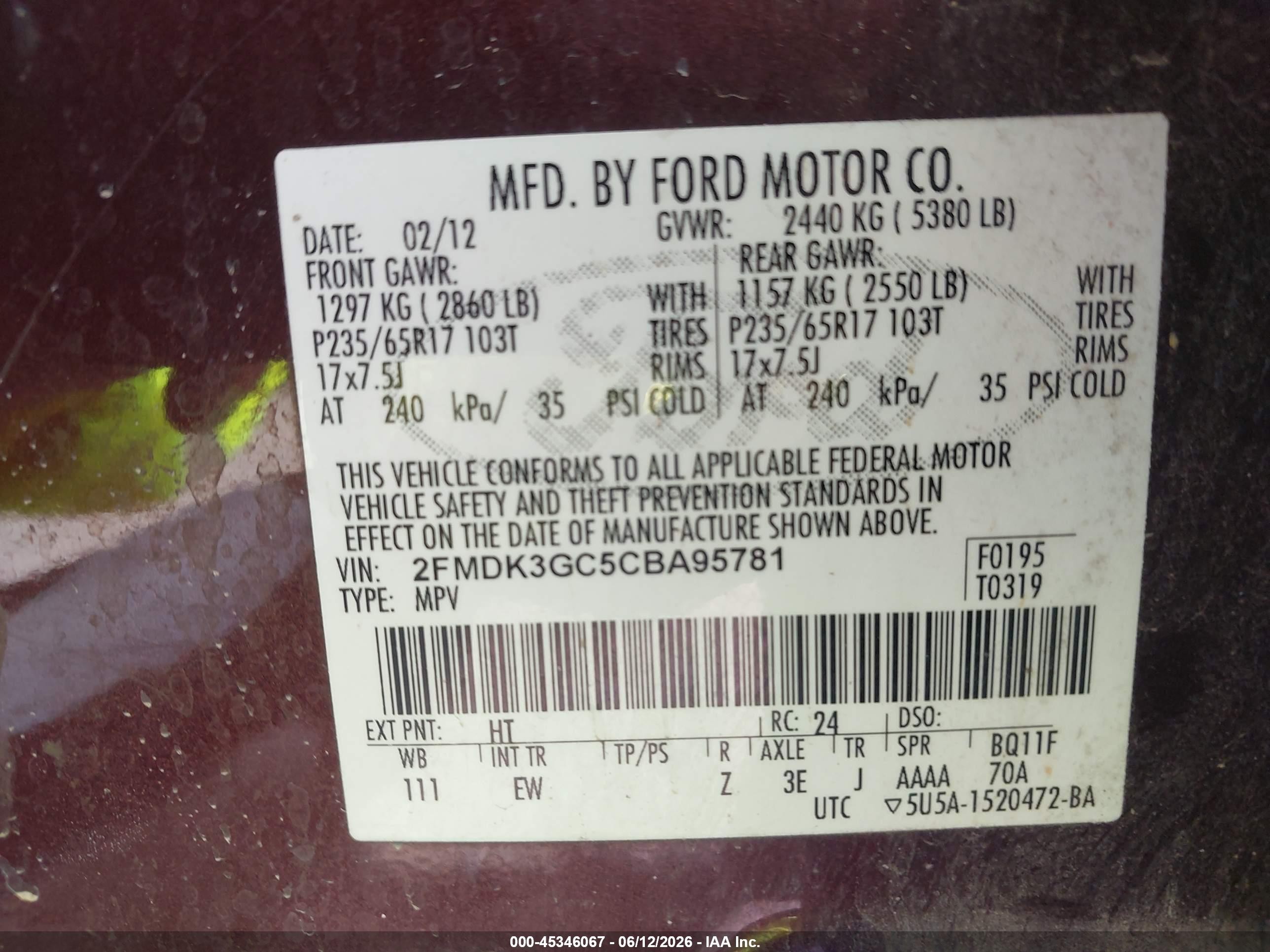2012 Ford Edge Se Red vin: 2FMDK3GC5CBA95781
