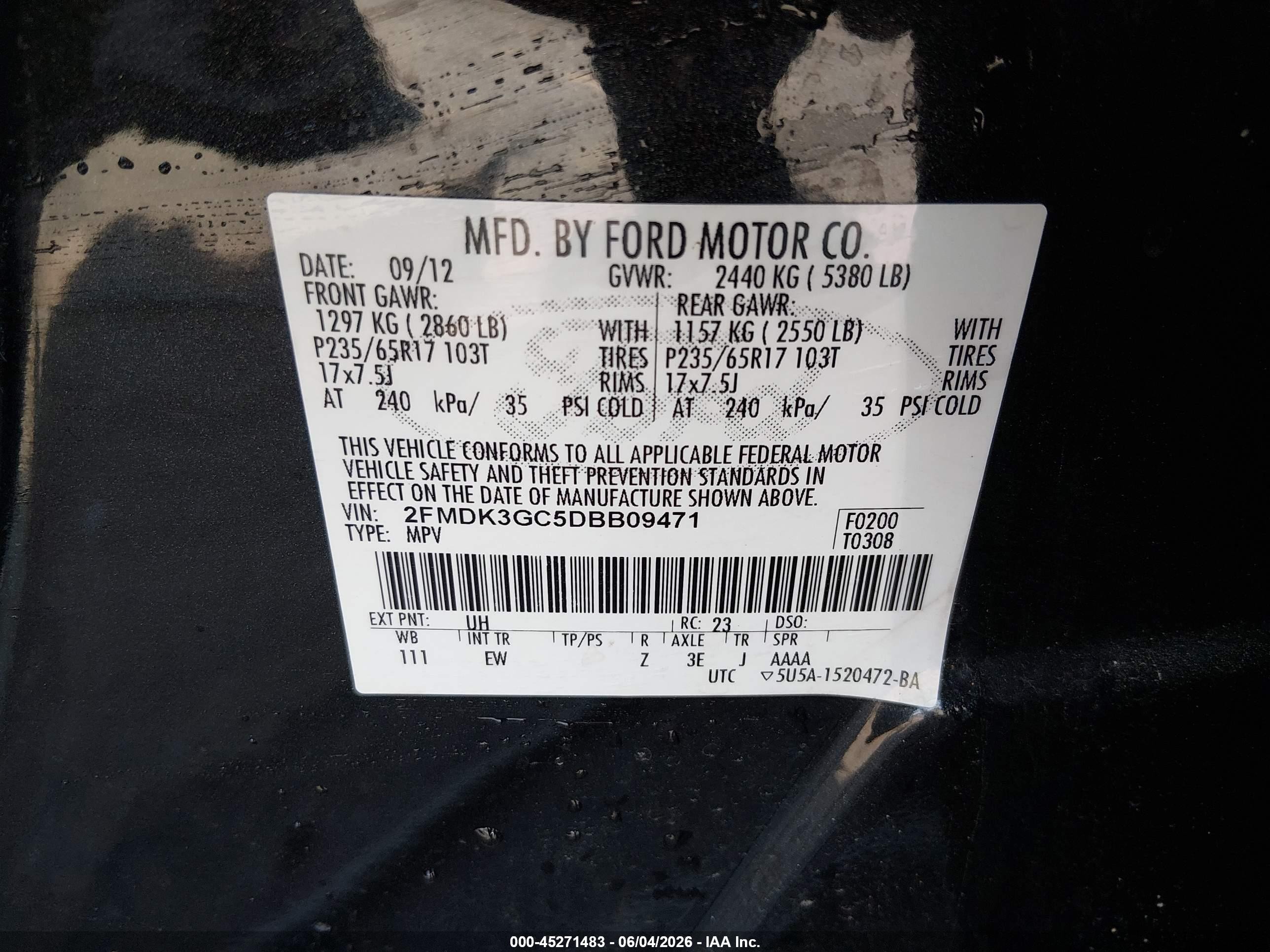 2013 Ford Edge Se Черный vin: 2FMDK3GC5DBB09471