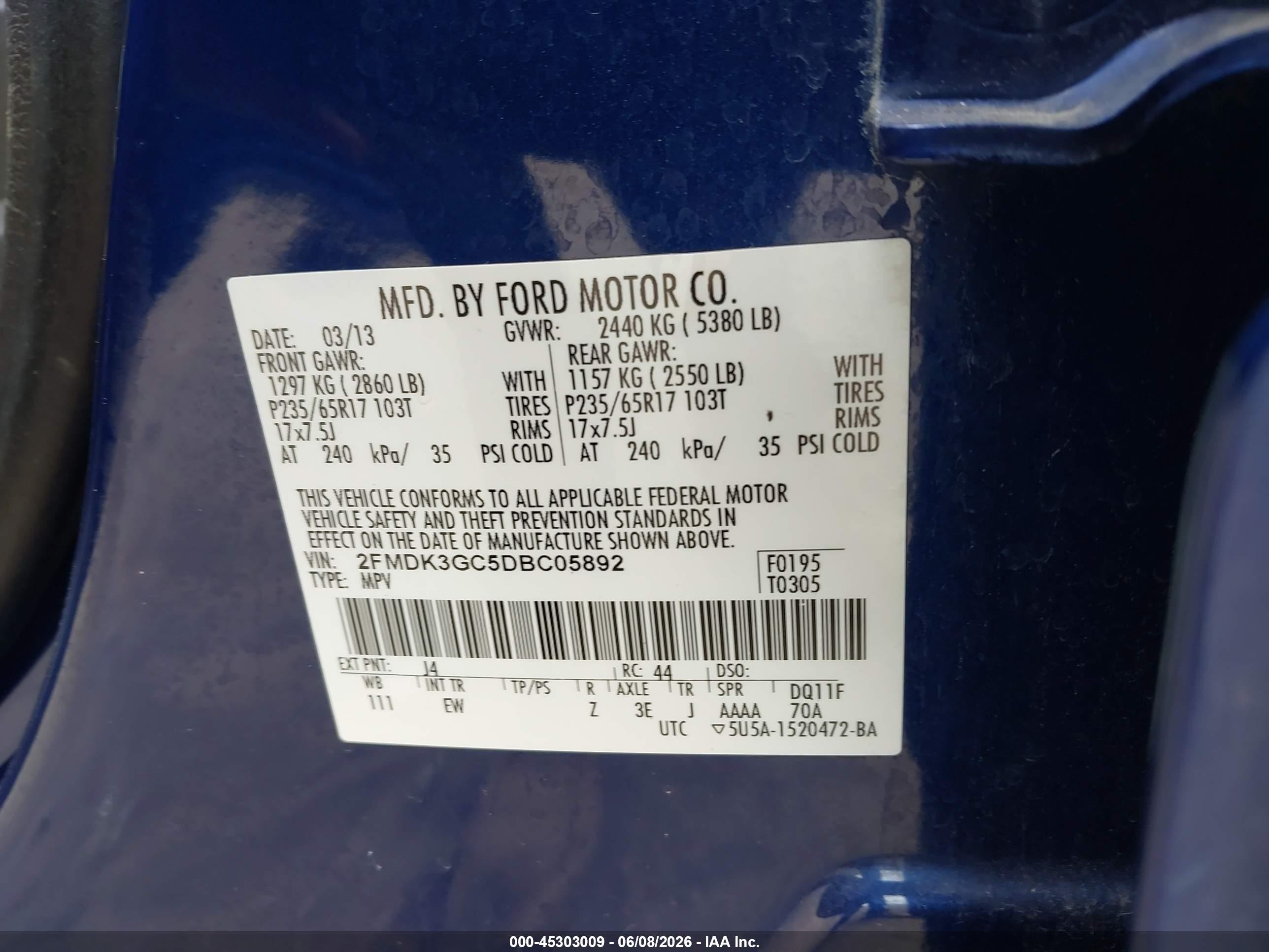 2013 Ford Edge Se Blue vin: 2FMDK3GC5DBC05892