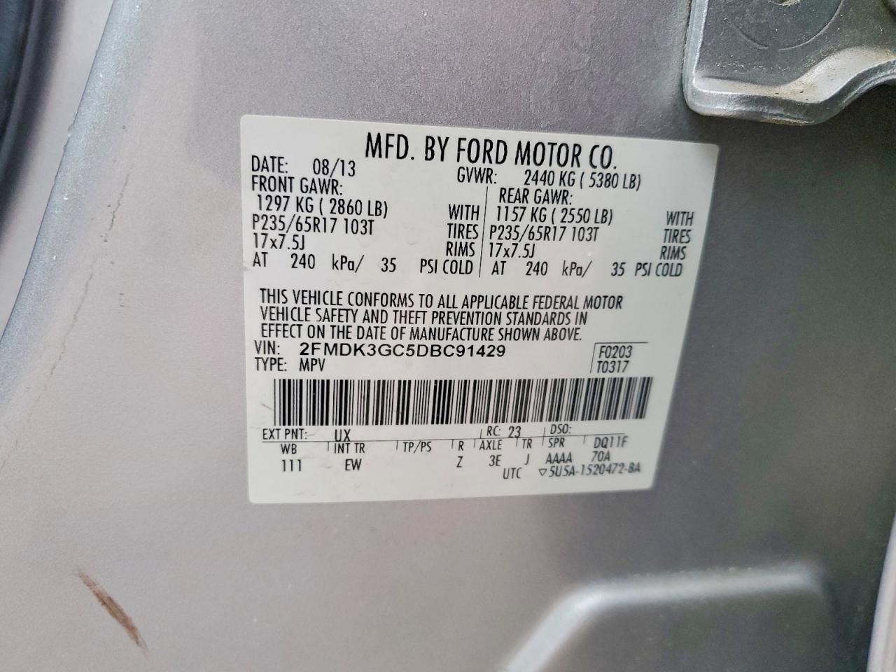 2013 Ford Edge Se Серебряный vin: 2FMDK3GC5DBC91429