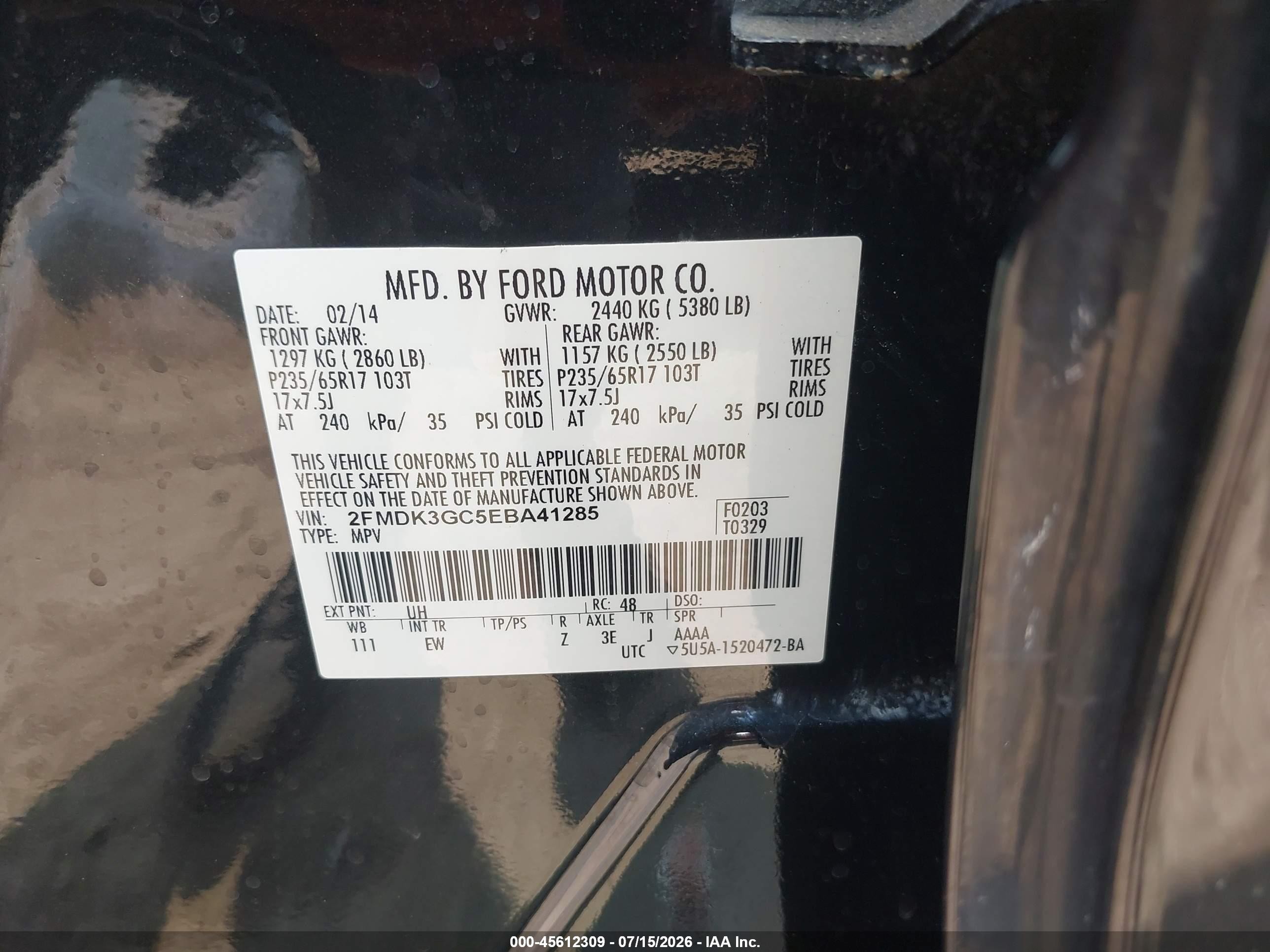 2014 Ford Edge Se Черный vin: 2FMDK3GC5EBA41285