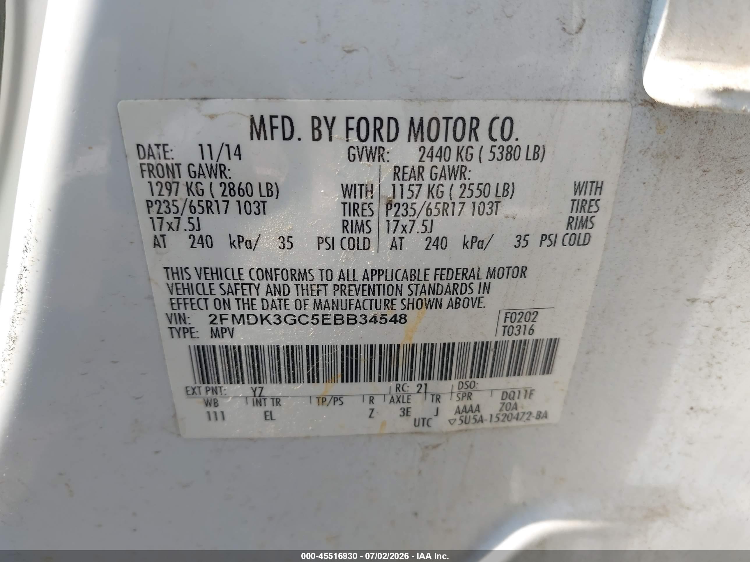 2014 Ford Edge Se Белый vin: 2FMDK3GC5EBB34548