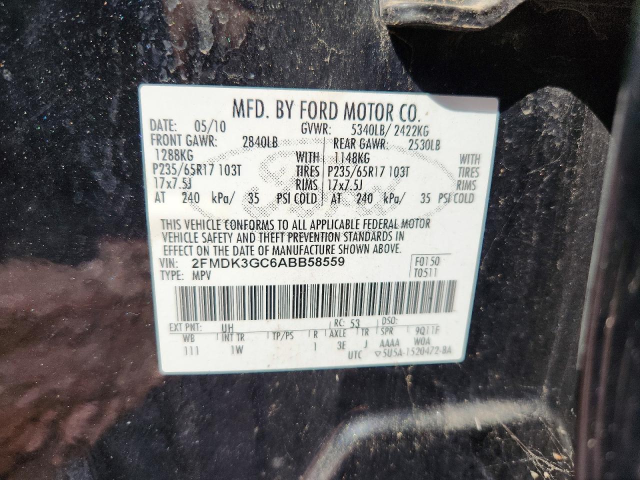 2010 Ford Edge Se Black vin: 2FMDK3GC6ABB58559