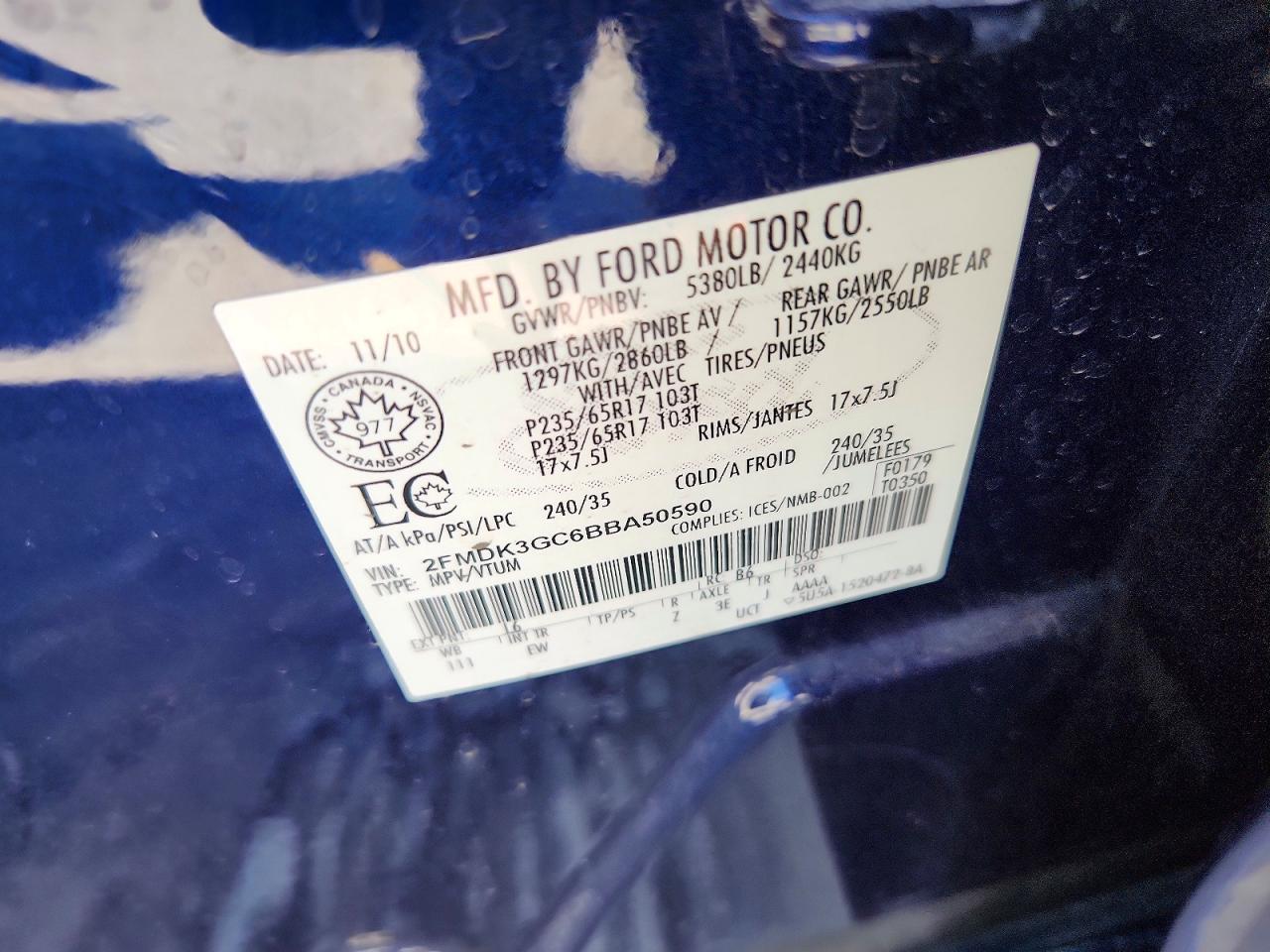 2011 Ford Edge Se Blue vin: 2FMDK3GC6BBA50590