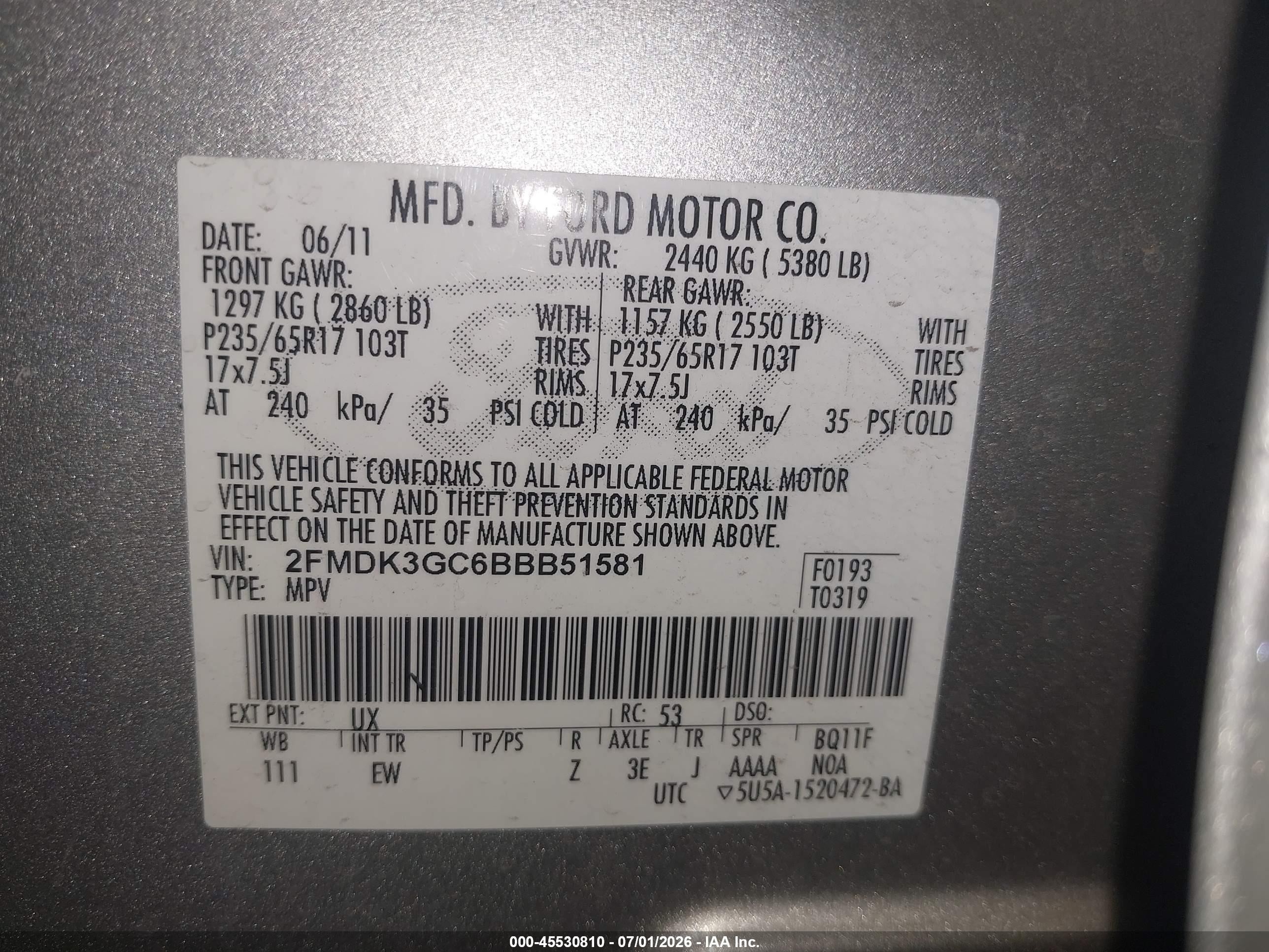 2011 Ford Edge Se Серый vin: 2FMDK3GC6BBB51581