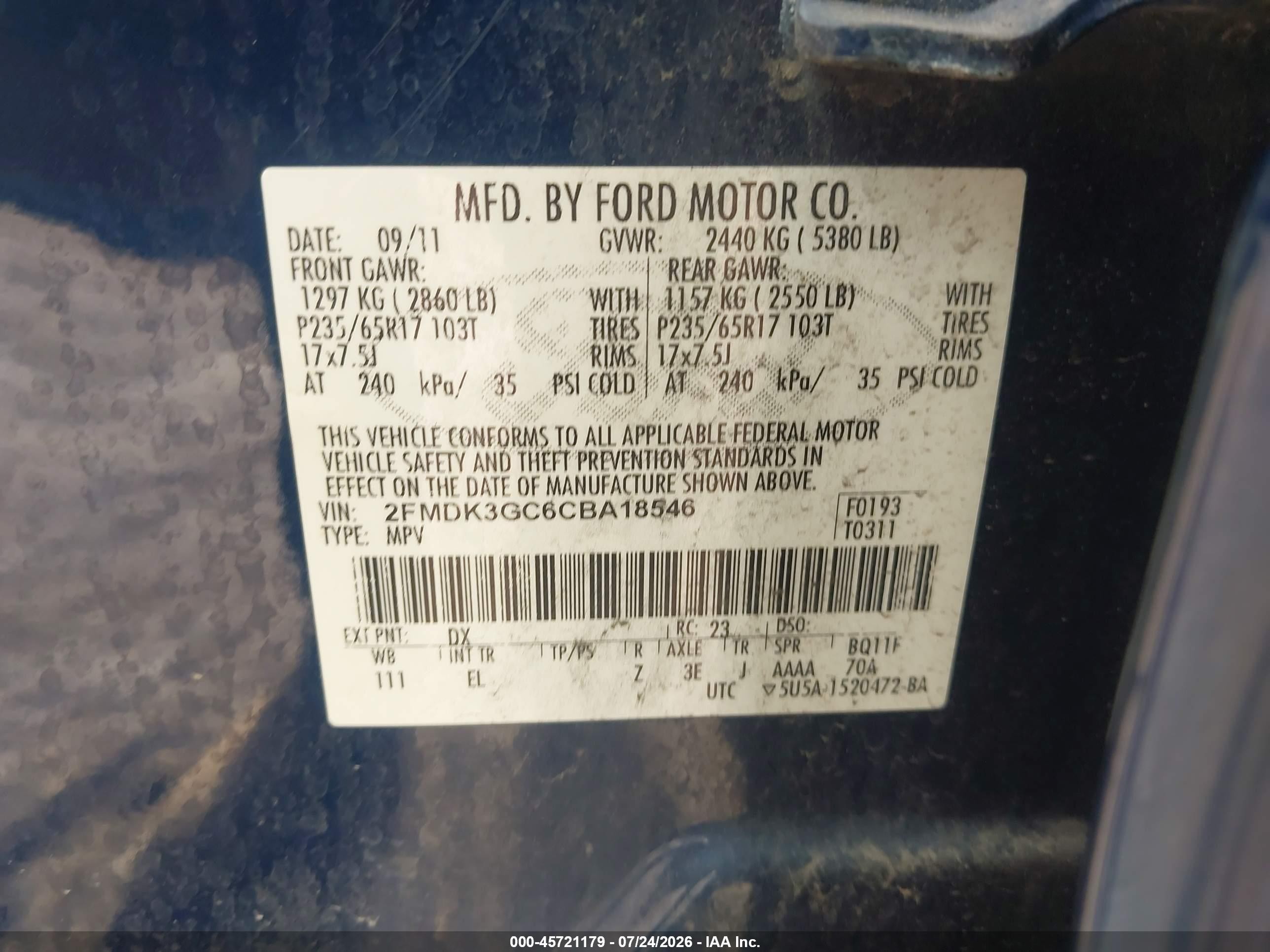 2012 Ford Edge Se Blue vin: 2FMDK3GC6CBA18546