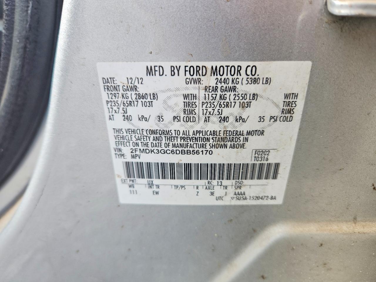 2013 Ford Edge Se Серебряный vin: 2FMDK3GC6DBB56170