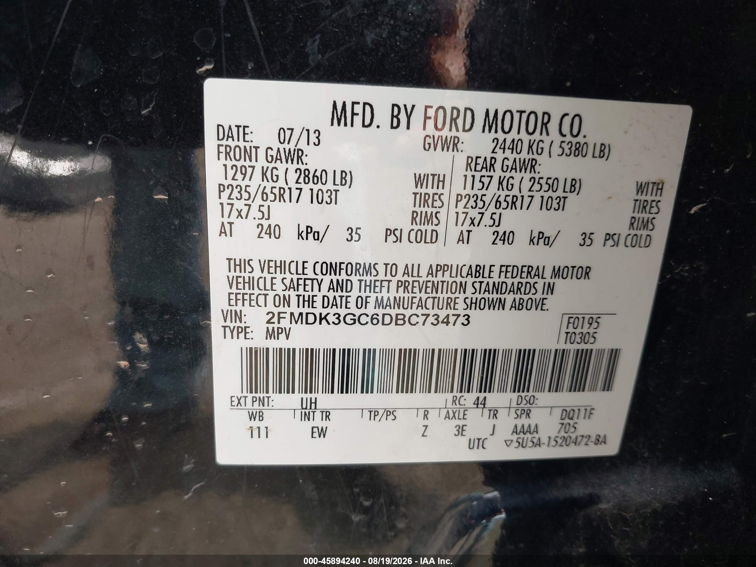 2013 Ford Edge Se Black vin: 2FMDK3GC6DBC73473