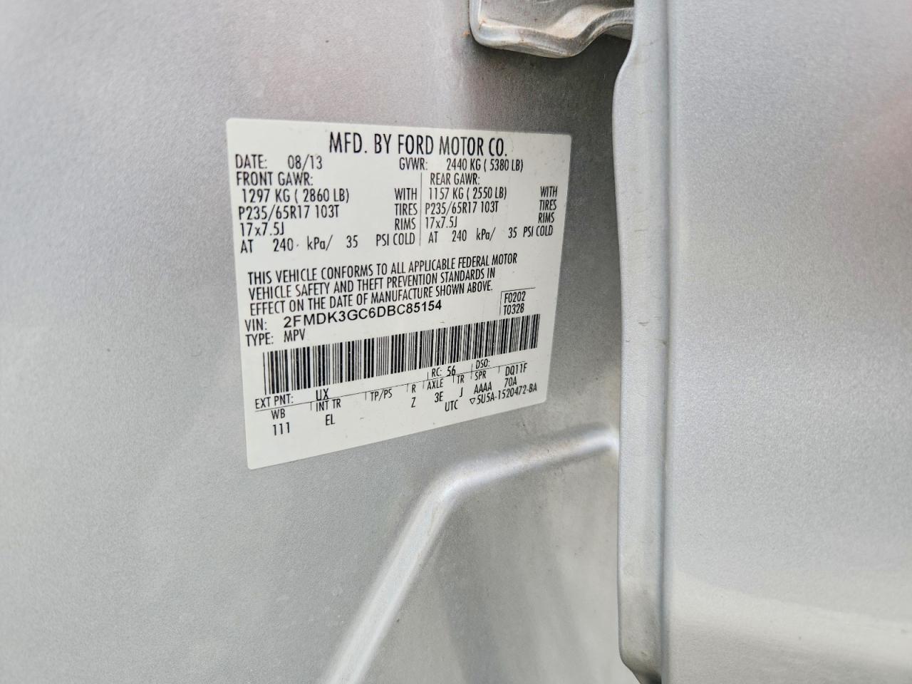 2013 Ford Edge Se Silver vin: 2FMDK3GC6DBC85154