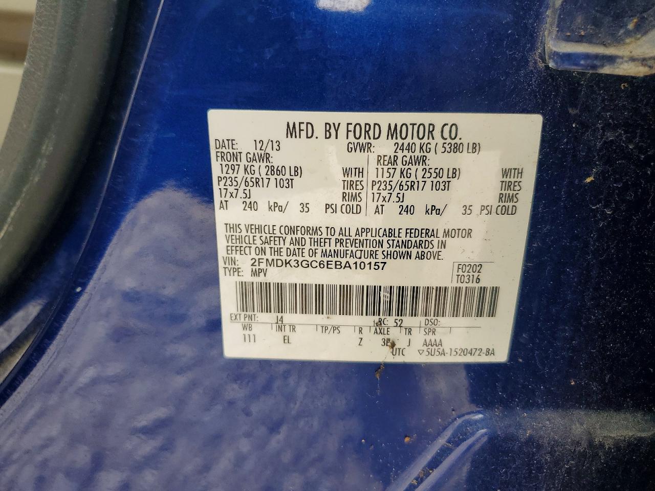 2014 Ford Edge Se Синий vin: 2FMDK3GC6EBA10157