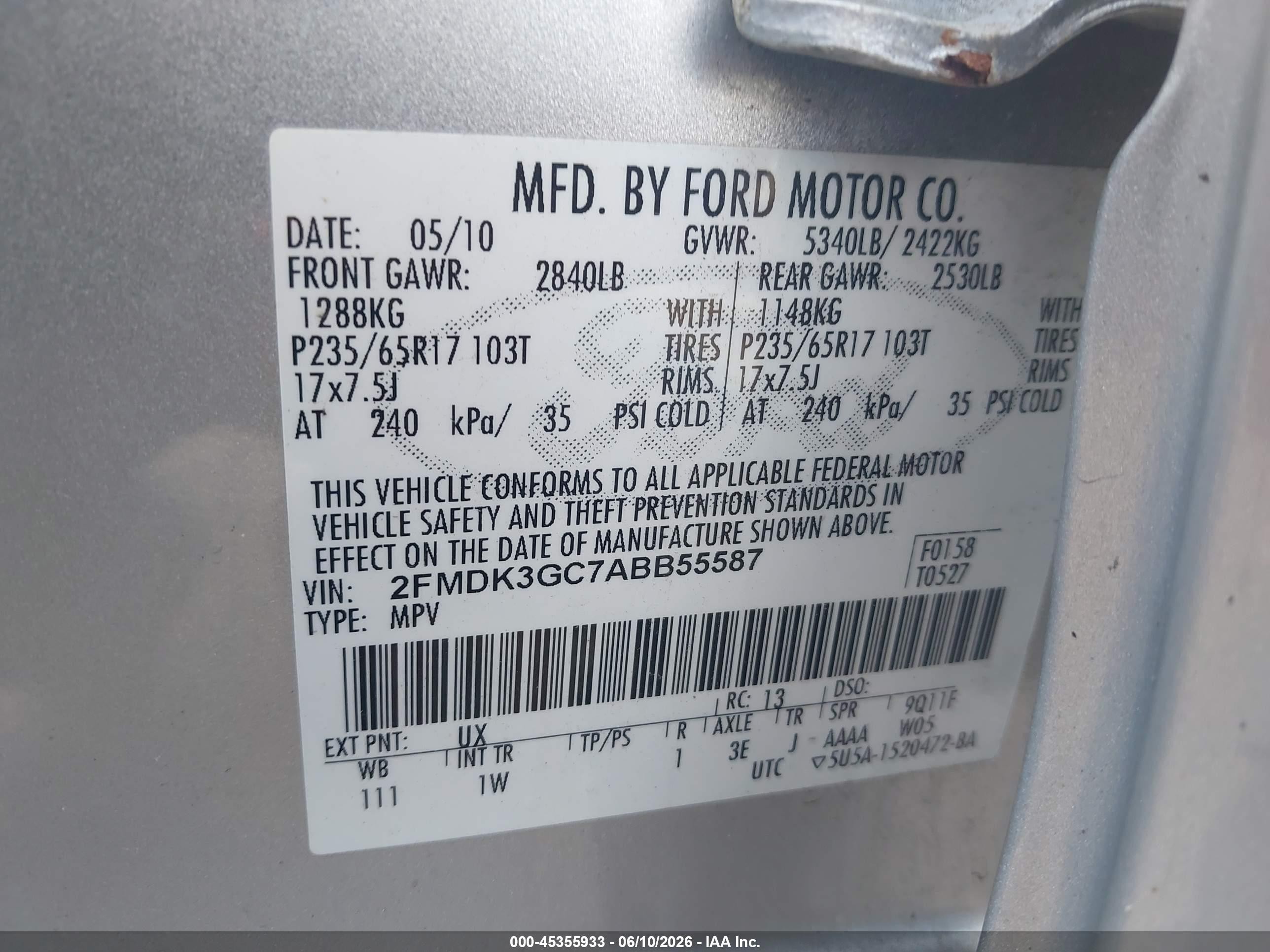 2010 Ford Edge Se Gray vin: 2FMDK3GC7ABB55587