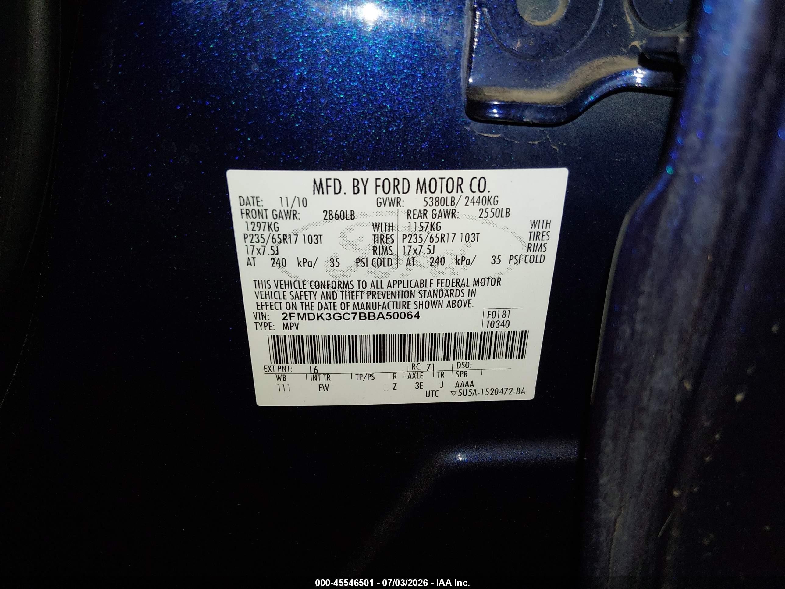 2011 Ford Edge Se Синий vin: 2FMDK3GC7BBA50064