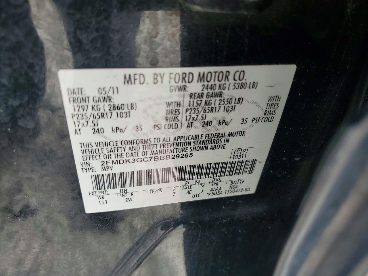 2011 Ford Edge Se Black vin: 2FMDK3GC7BBB29265