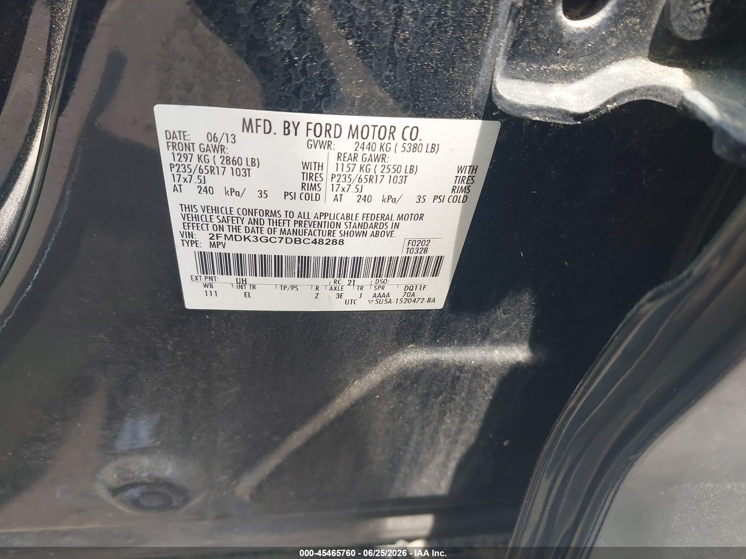 2013 Ford Edge Se Черный vin: 2FMDK3GC7DBC48288