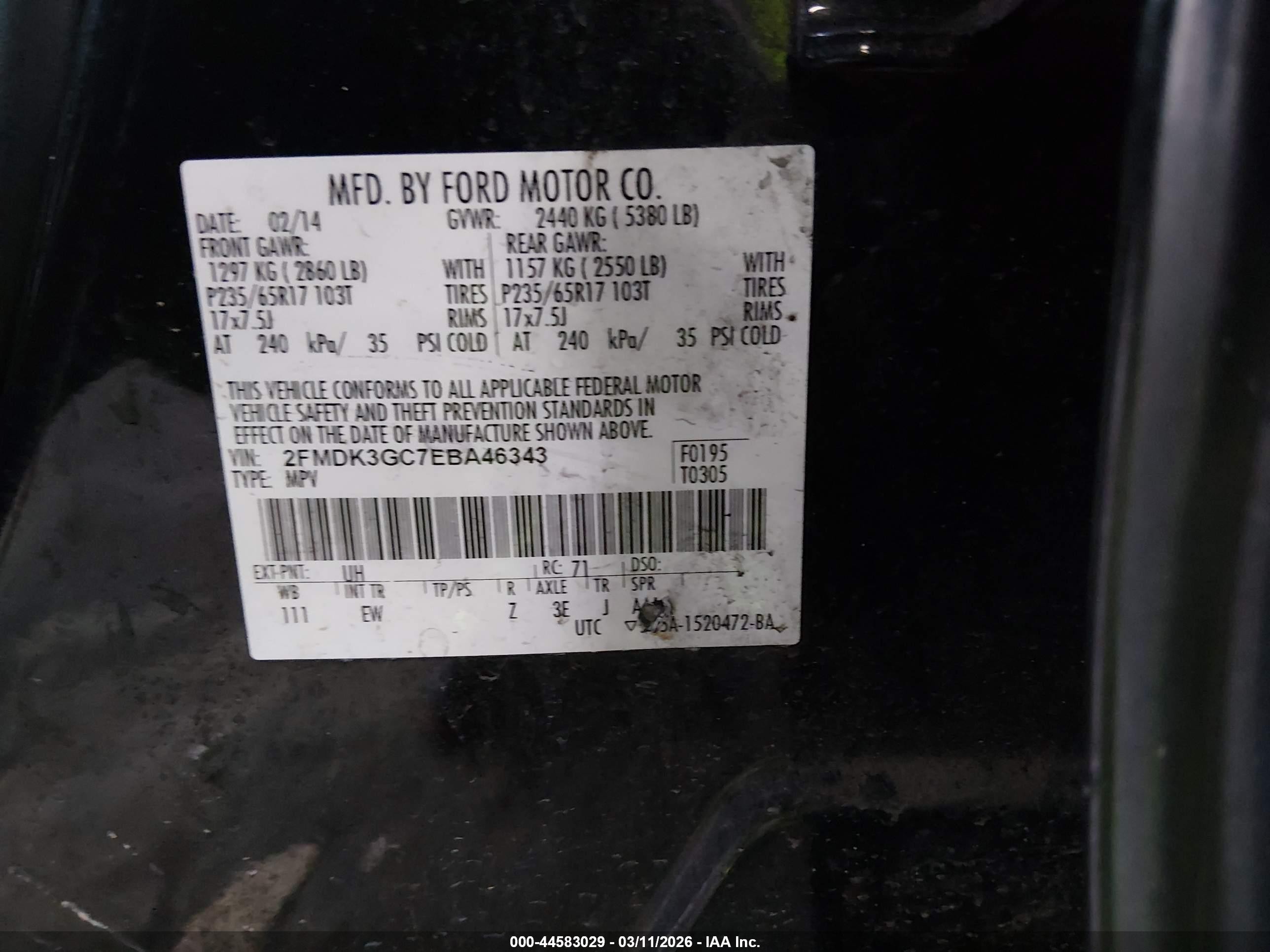2014 Ford Edge Se Black vin: 2FMDK3GC7EBA46343