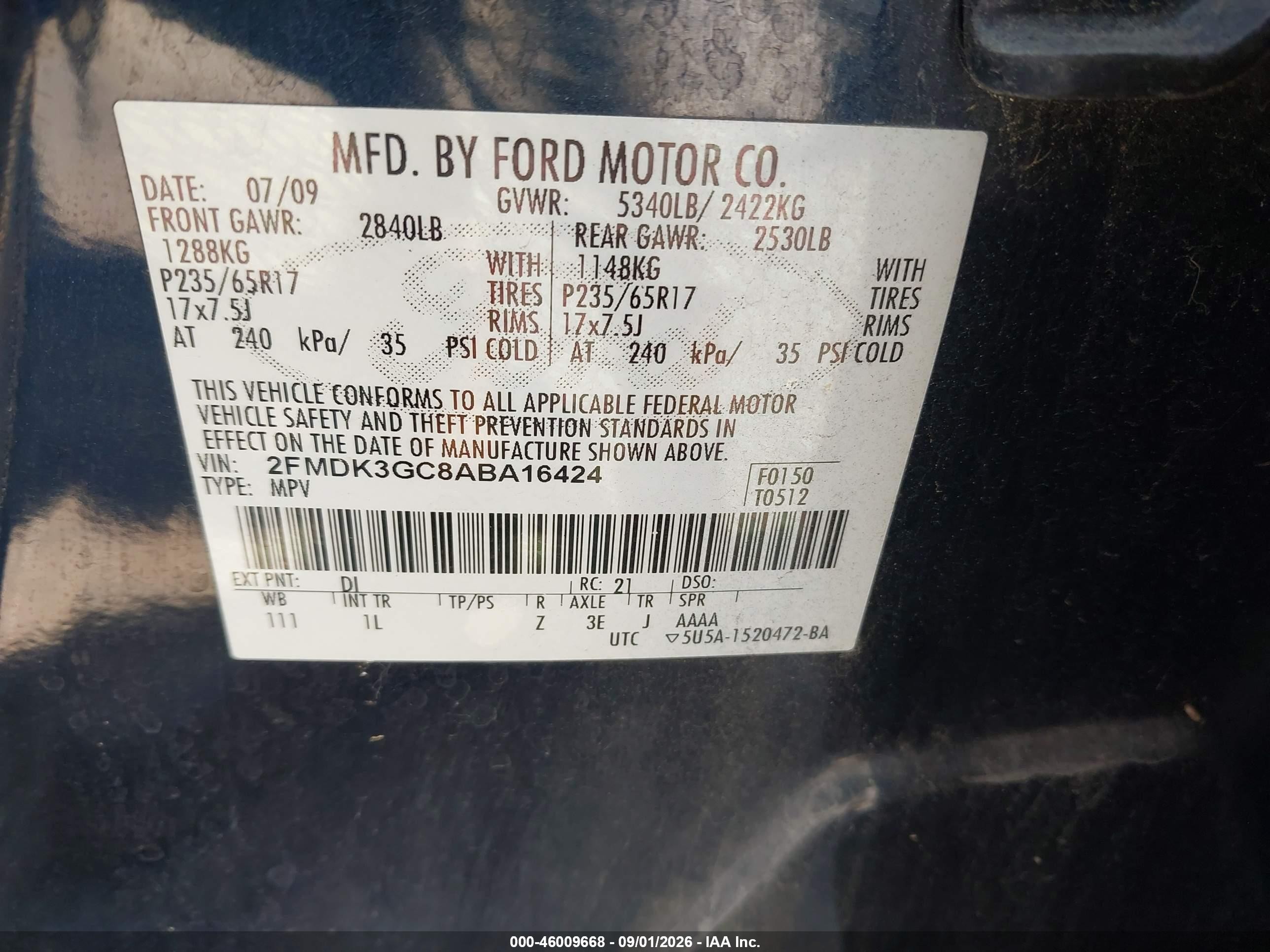 2010 Ford Edge Se Черный vin: 2FMDK3GC8ABA16424