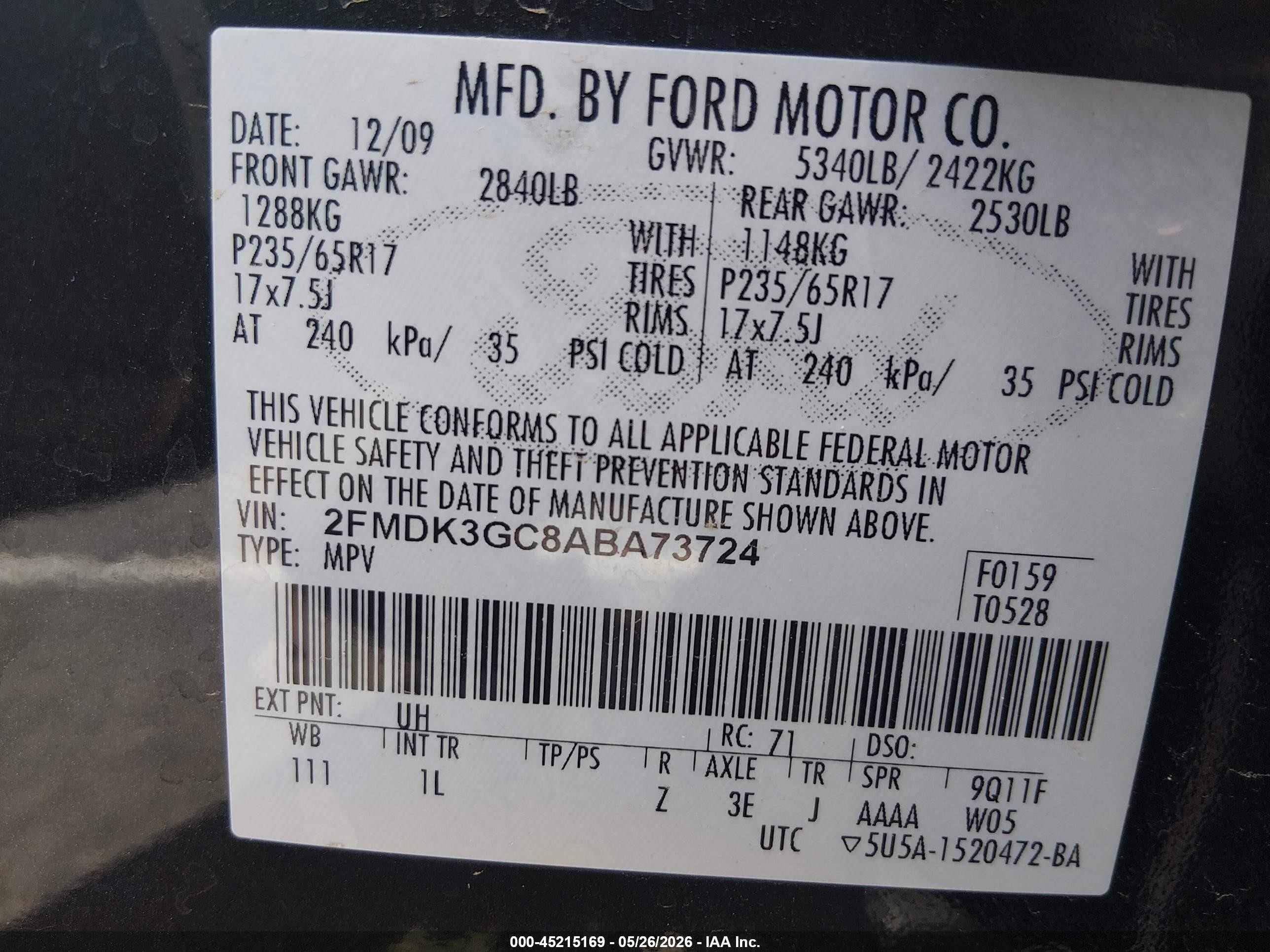 2010 Ford Edge Se Black vin: 2FMDK3GC8ABA73724