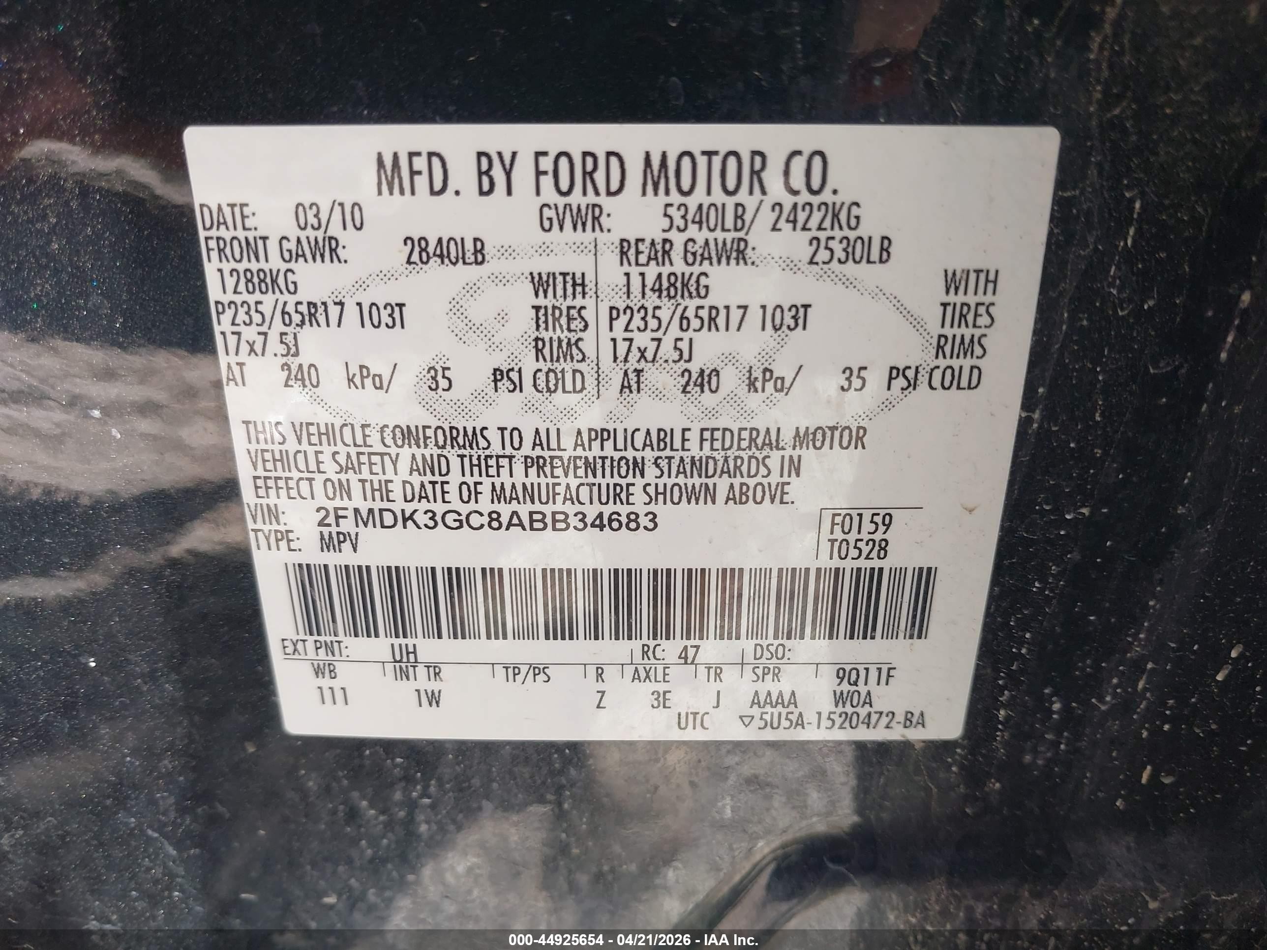 2010 Ford Edge Se Black vin: 2FMDK3GC8ABB34683